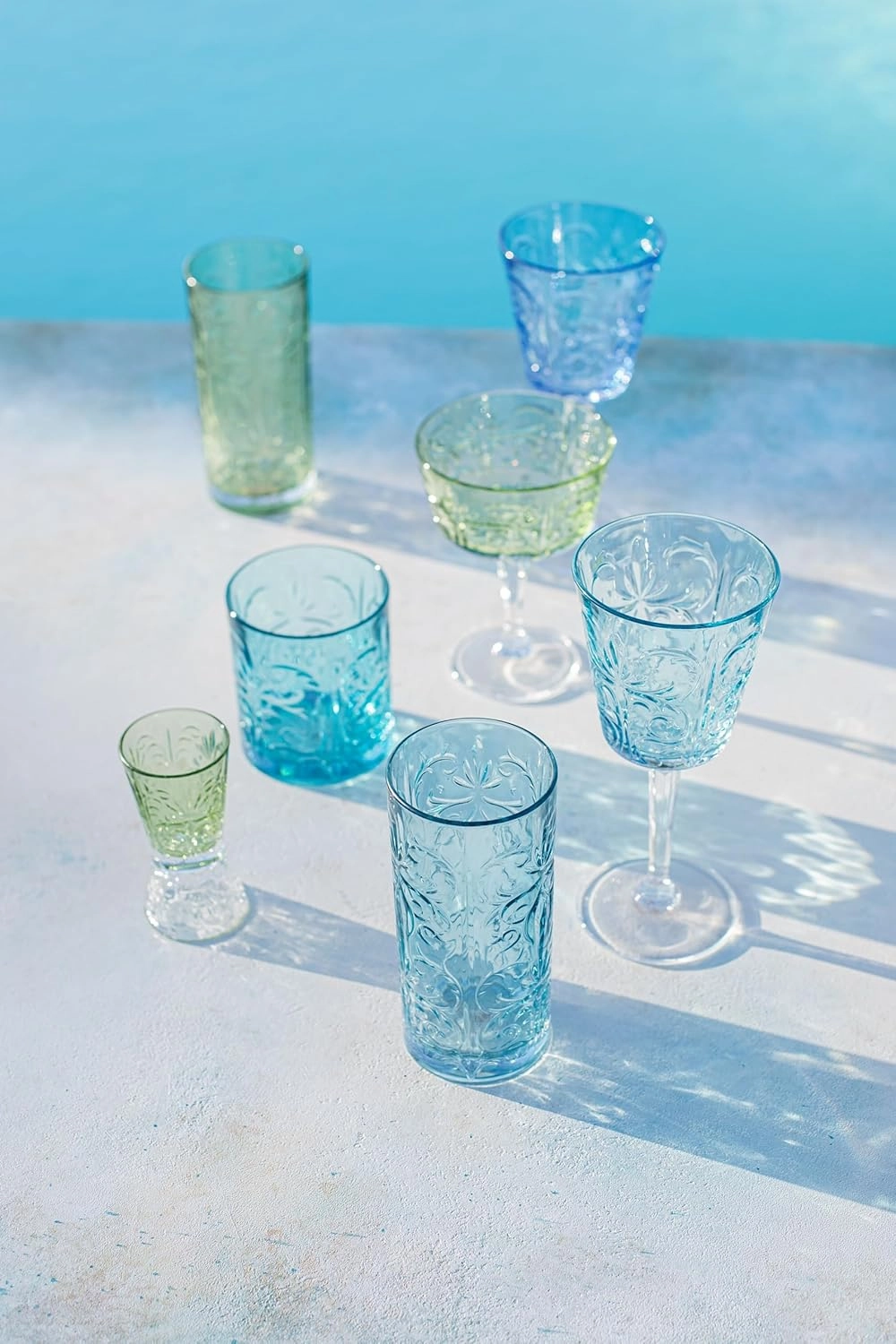Vietri Barocco Tortoise Highball Glass 6" H, 12 oz Cocktail Glass, Modern Bar Glassware/Drinkware