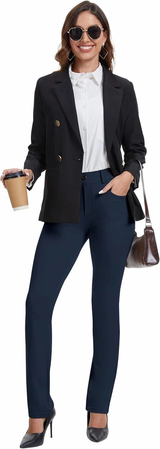 VIMPEP 2024 Fall Women’s Classic Yoga Dress Pants High Rise Straight Soft Feeling Pull On Work Yoga Pants for Casual 2202