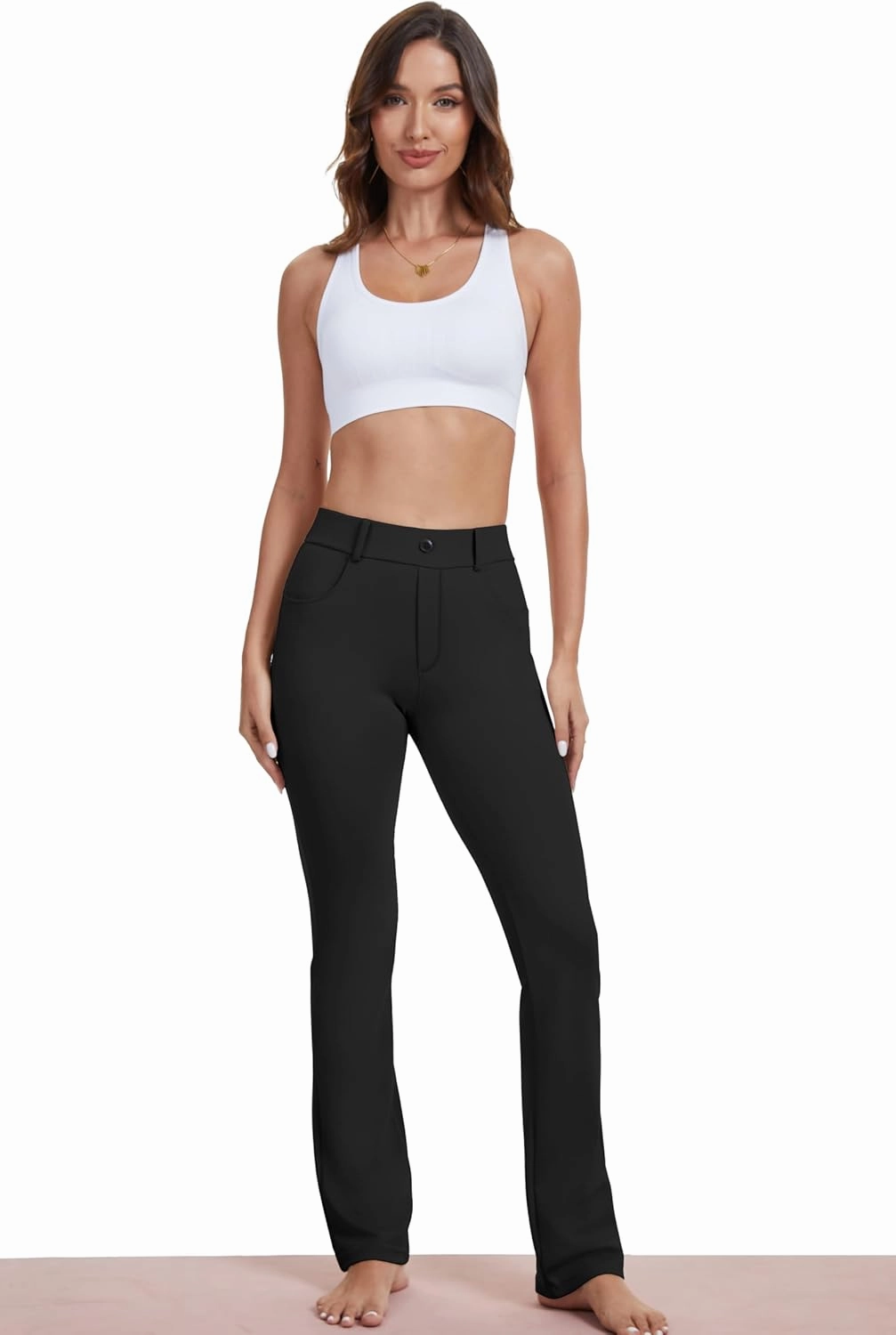 VIMPEP 2024 Fall Women’s Classic Yoga Dress Pants High Rise Straight Soft Feeling Pull On Work Yoga Pants for Casual 2202