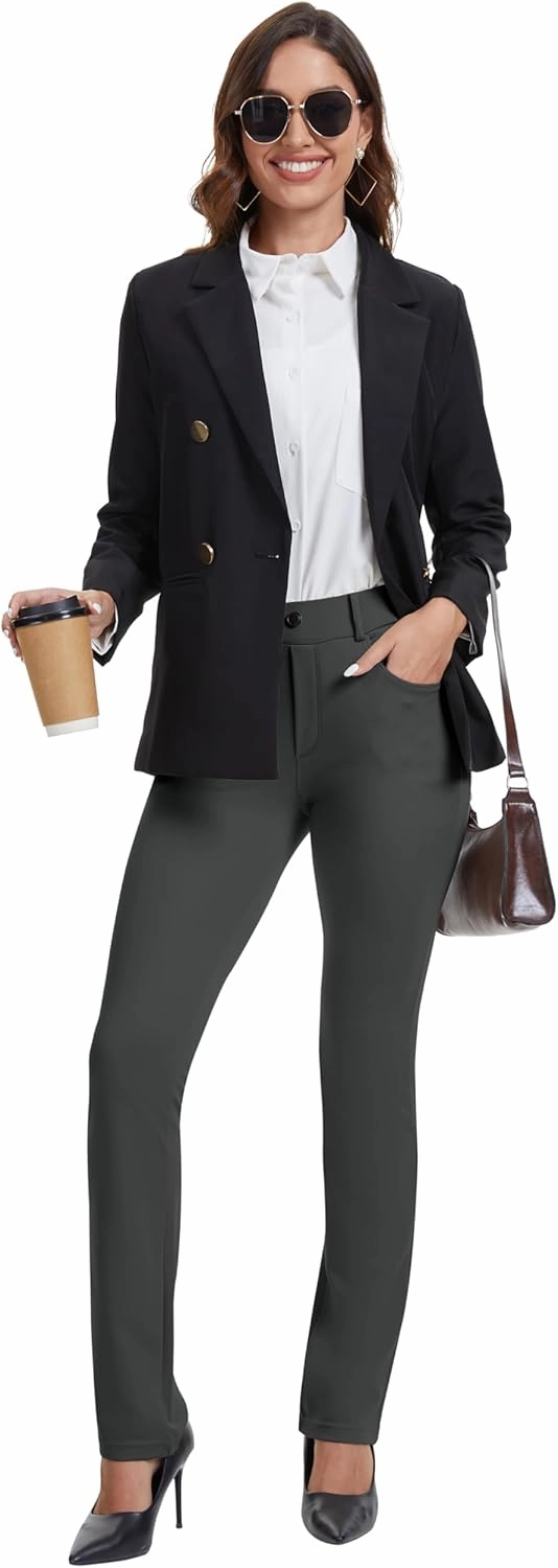 VIMPEP 2024 Fall Women’s Classic Yoga Dress Pants High Rise Straight Soft Feeling Pull On Work Yoga Pants for Casual 2202