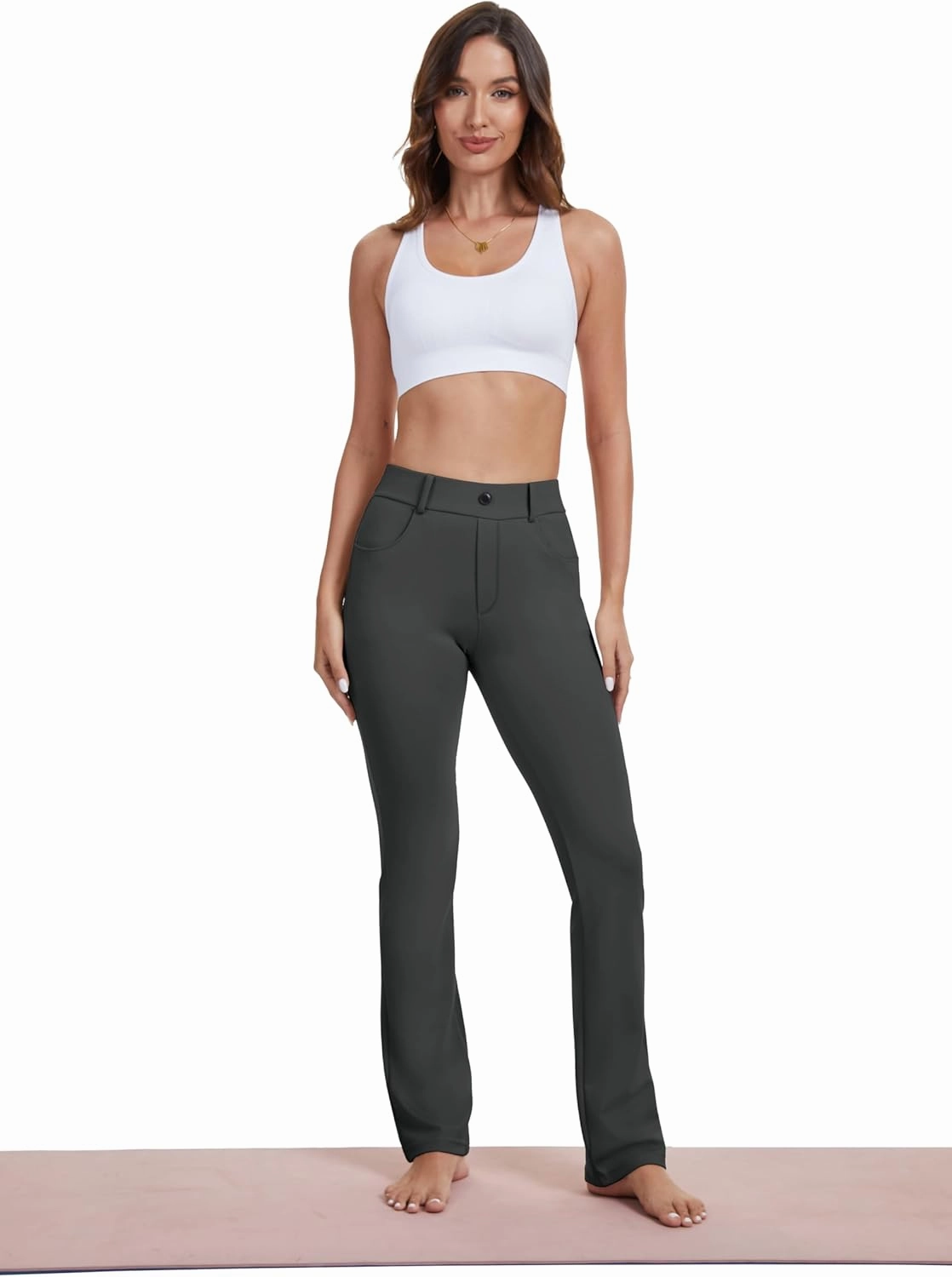 VIMPEP 2024 Fall Women’s Classic Yoga Dress Pants High Rise Straight Soft Feeling Pull On Work Yoga Pants for Casual 2202