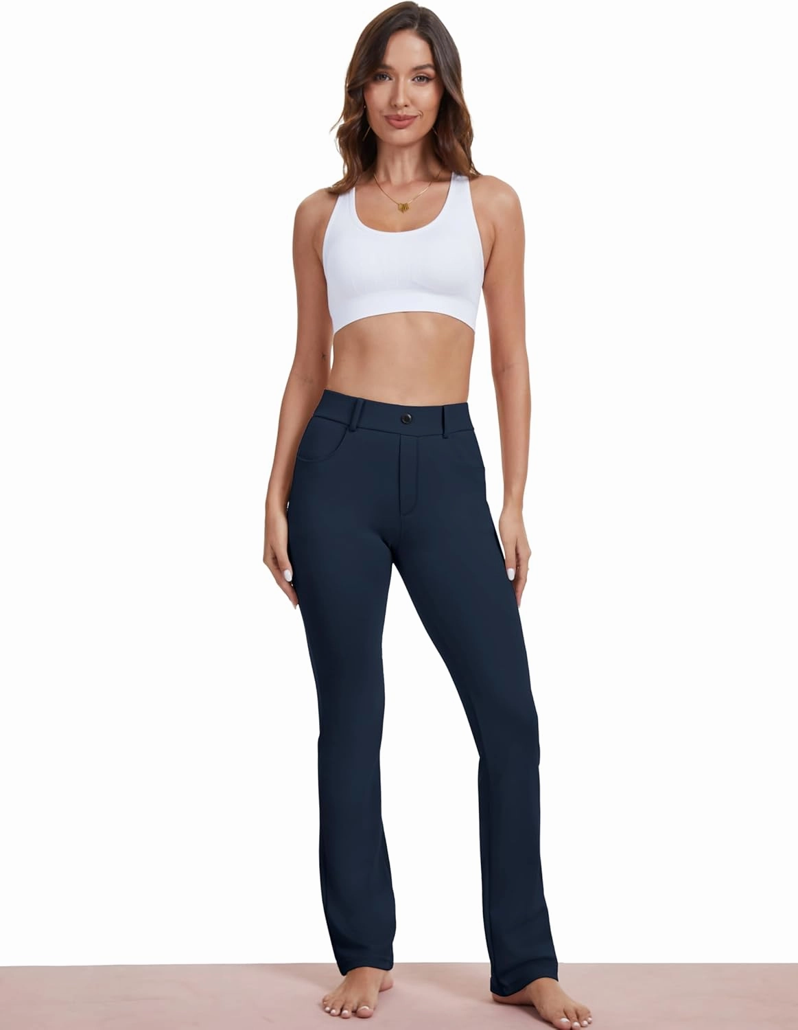 VIMPEP 2024 Fall Women’s Classic Yoga Dress Pants High Rise Straight Soft Feeling Pull On Work Yoga Pants for Casual 2202