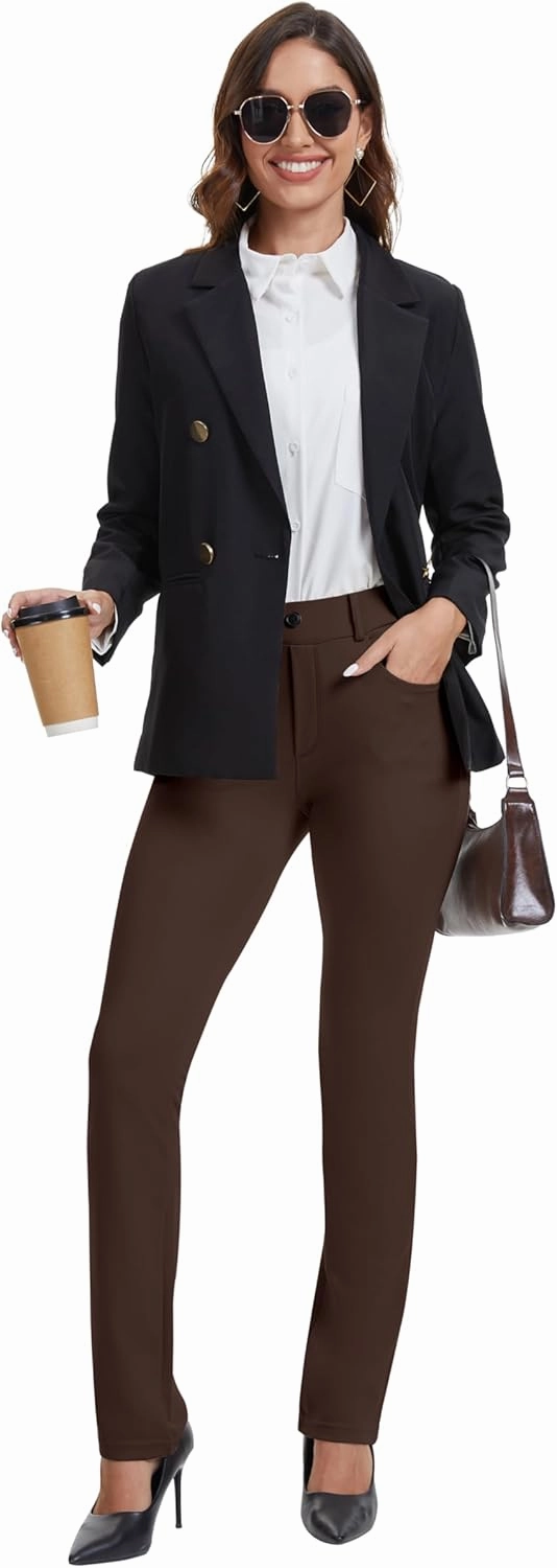 VIMPEP 2024 Fall Women’s Classic Yoga Dress Pants High Rise Straight Soft Feeling Pull On Work Yoga Pants for Casual 2202