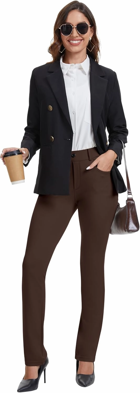 VIMPEP 2024 Fall Women’s Classic Yoga Dress Pants High Rise Straight Soft Feeling Pull On Work Yoga Pants for Casual 2202
