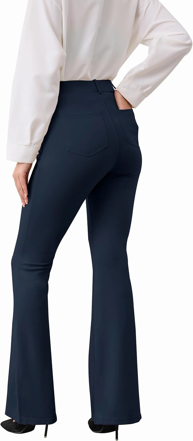 VIMPEP Women’s Classic Yoga Dress Pants High Rise Flare Soft Feeling Pull On Work Yoga Pants for Business Office Work 2102