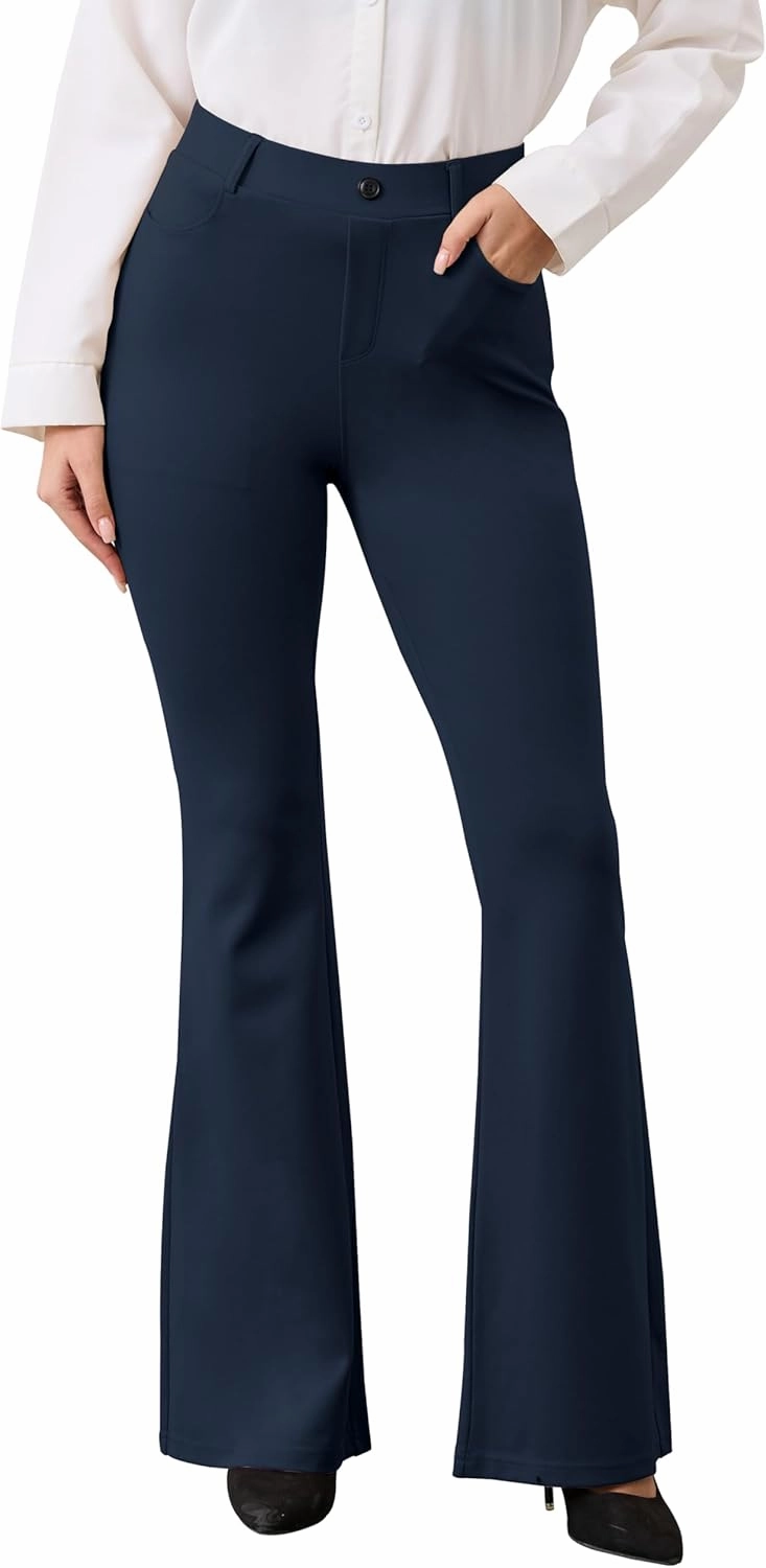 VIMPEP Women’s Classic Yoga Dress Pants High Rise Flare Soft Feeling Pull On Work Yoga Pants for Business Office Work 2102