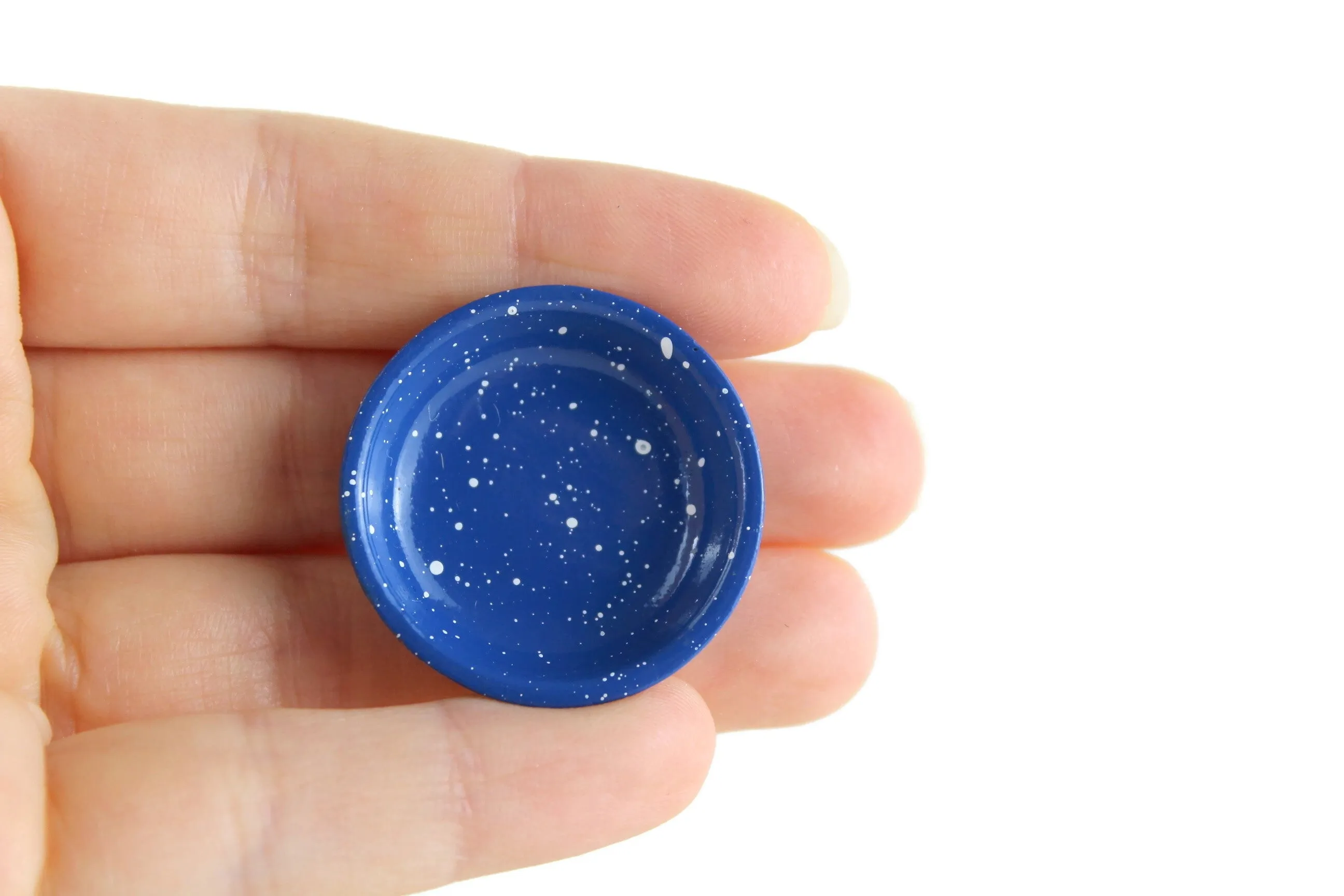 Vintage 1:12 Miniature Dollhouse Blue Splatterware Wash Basin