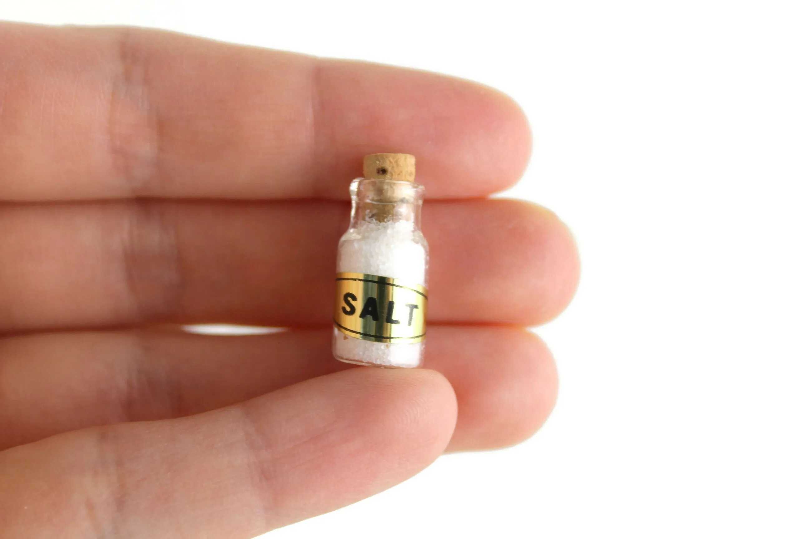 Vintage 1:12 Miniature Dollhouse Glass Salt Spice Jar