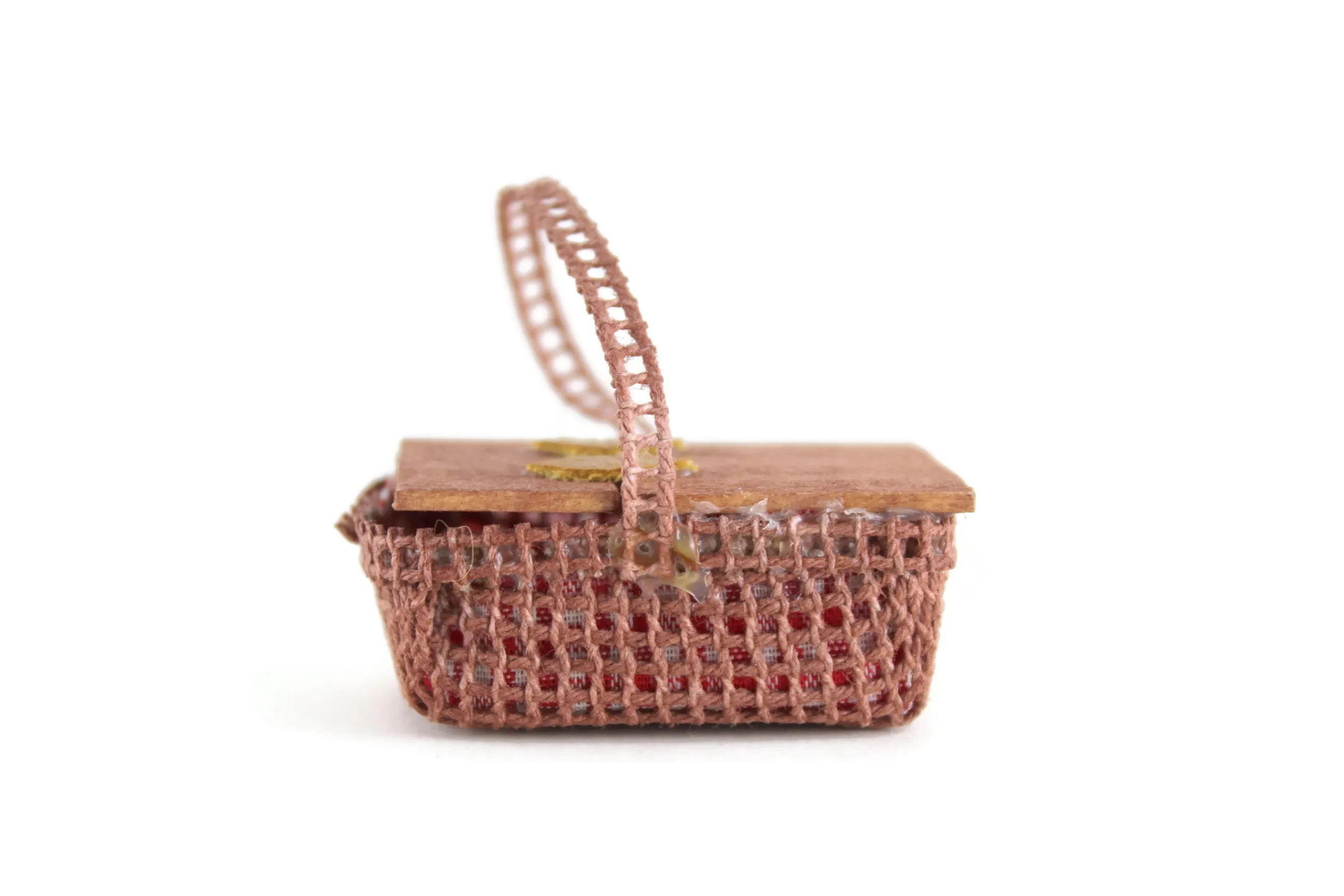 Vintage 1:12 Miniature Dollhouse Open Top Picnic Basket