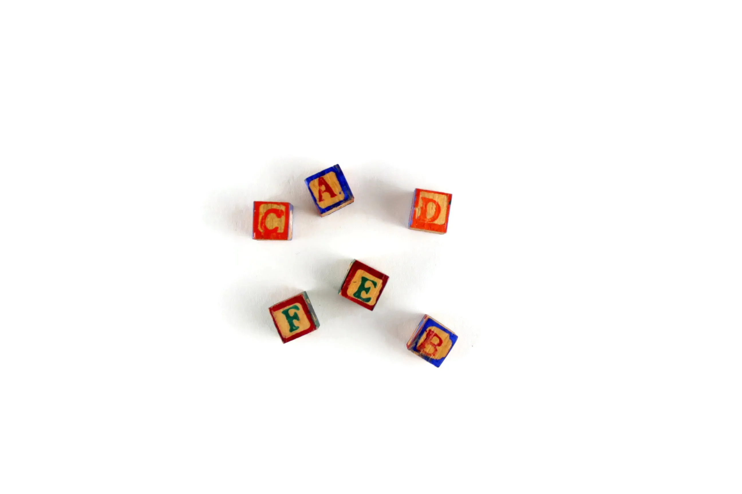 Vintage 1:12 Miniature Dollhouse Set of 6 Wooden Alphabet Blocks