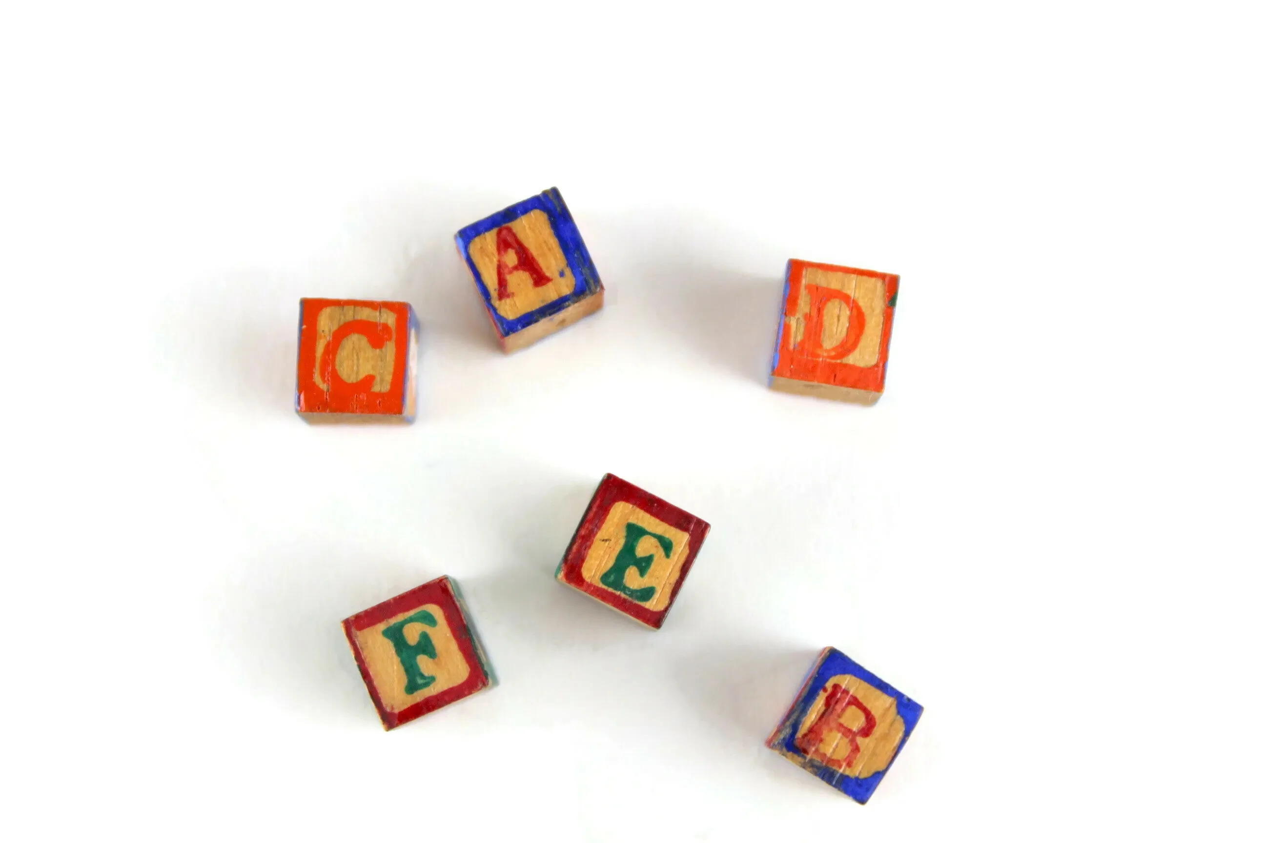 Vintage 1:12 Miniature Dollhouse Set of 6 Wooden Alphabet Blocks