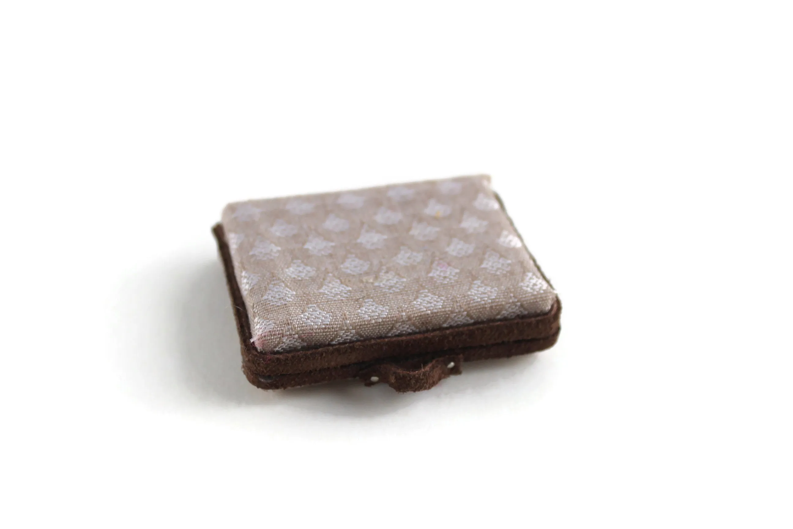Vintage 1:12 Miniature Dollhouse Taupe & Brown Suitcase Luggage