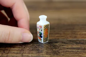 Vintage 1:12 Miniature Dollhouse White & Orange Floral Asian-Style Porcelain Vase