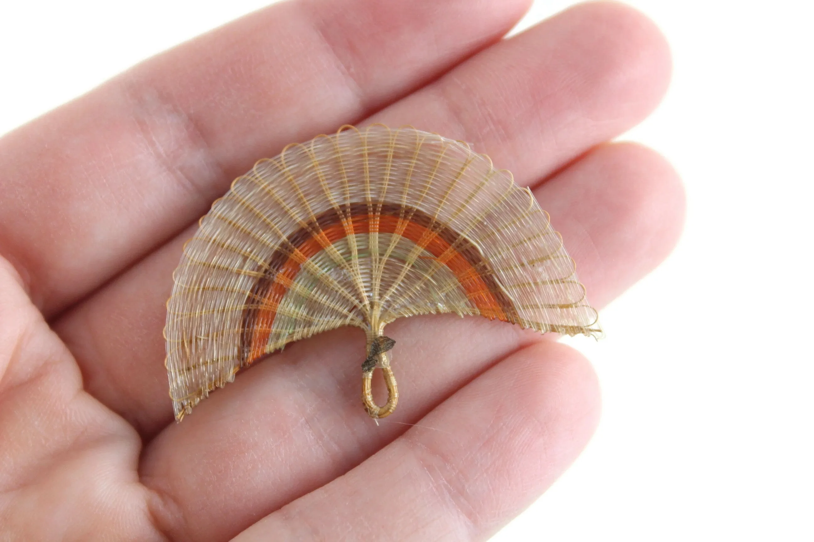 Vintage 1:12 Miniature Dollhouse Wicker Rattan Fan Wall Hanging