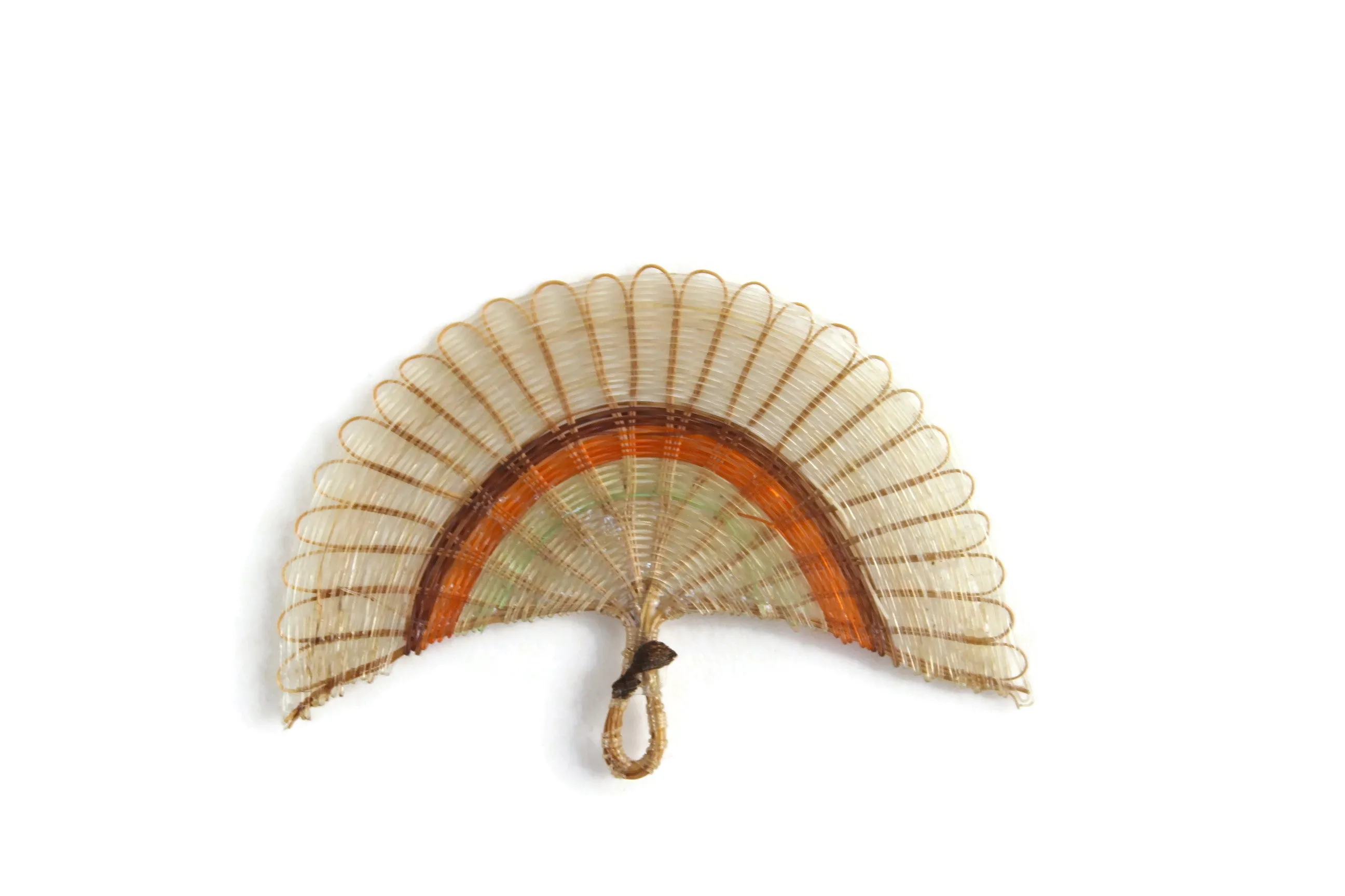 Vintage 1:12 Miniature Dollhouse Wicker Rattan Fan Wall Hanging