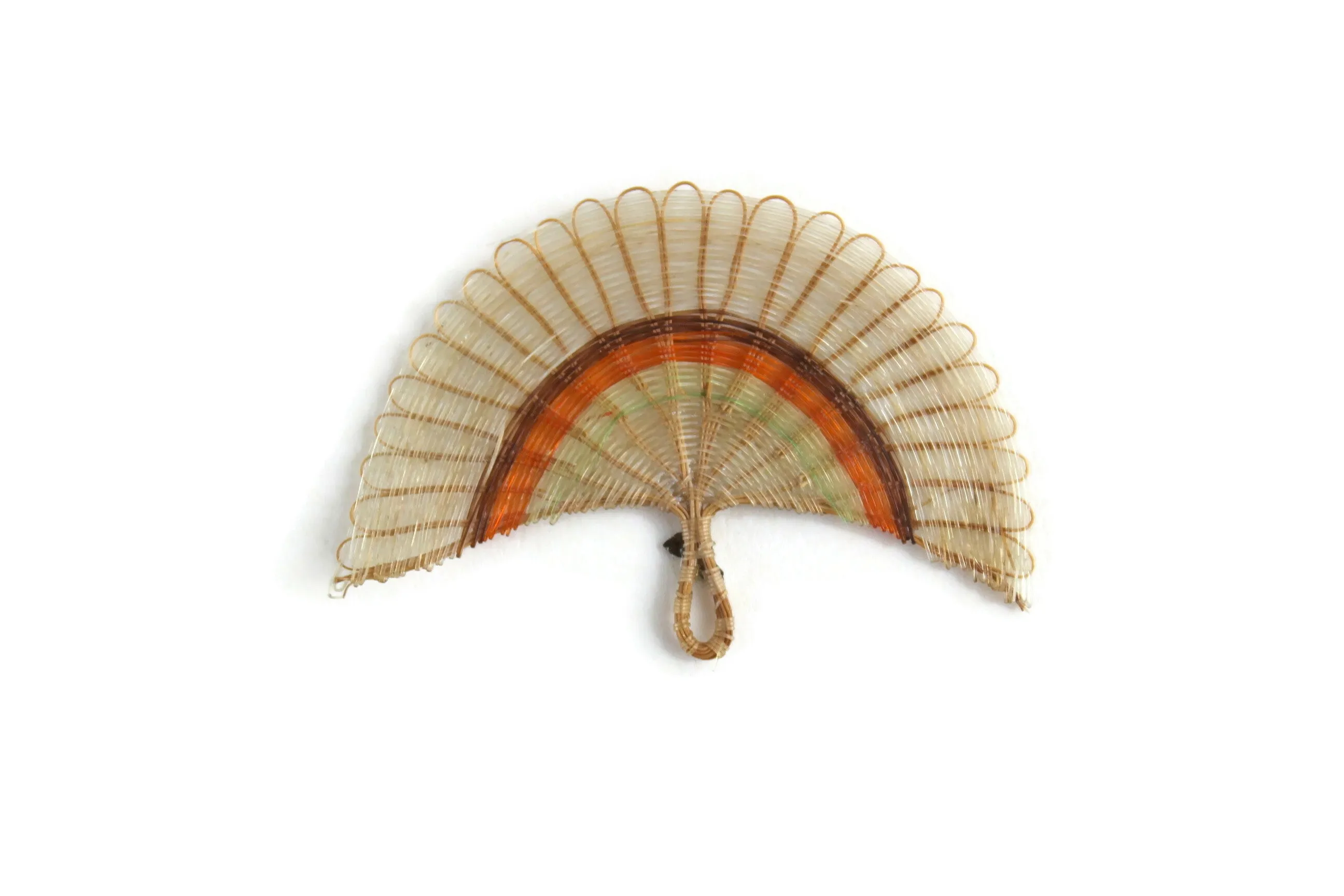 Vintage 1:12 Miniature Dollhouse Wicker Rattan Fan Wall Hanging