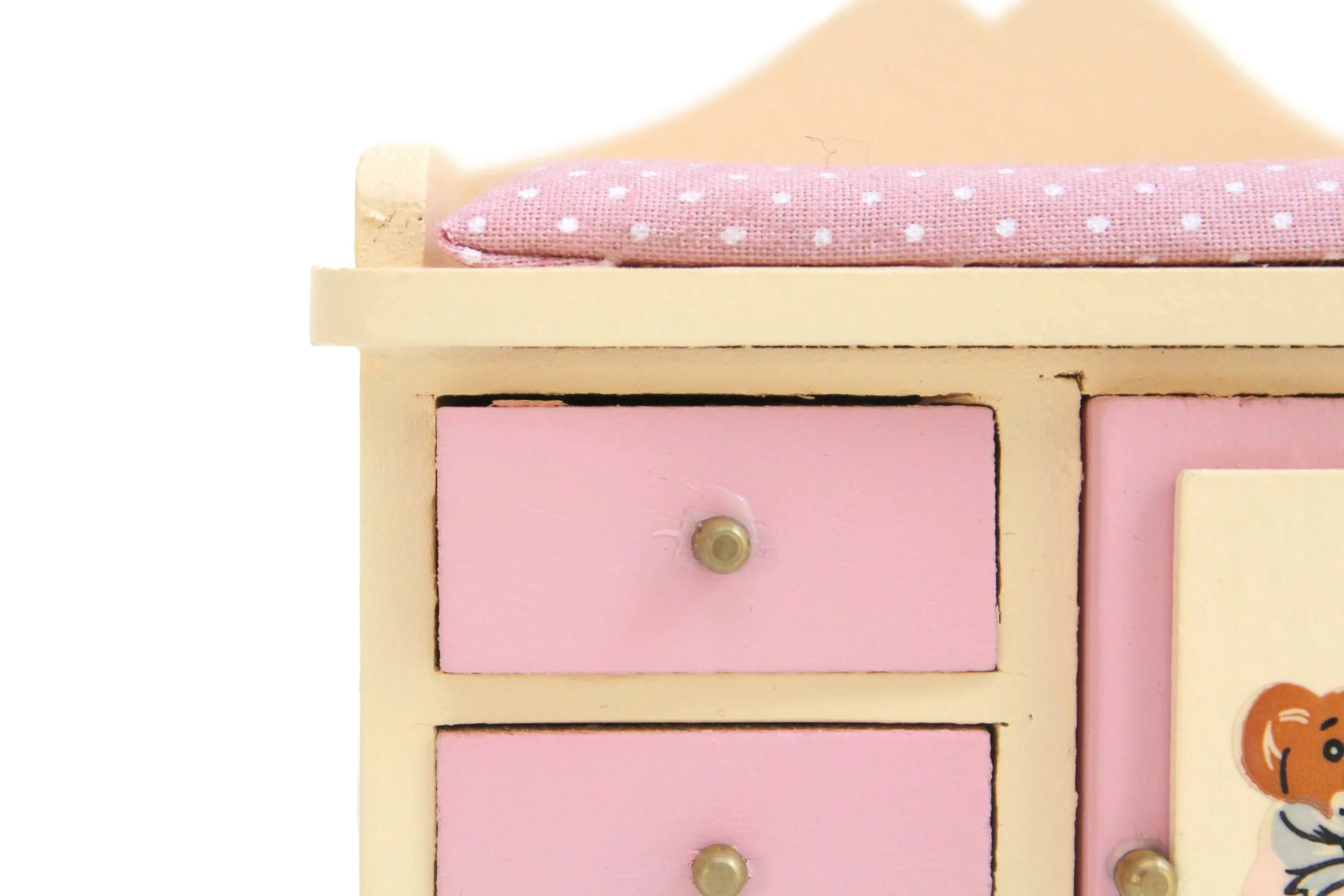 Vintage 1:12 Miniature Dollhouse Wooden Baby Armoire Dresser