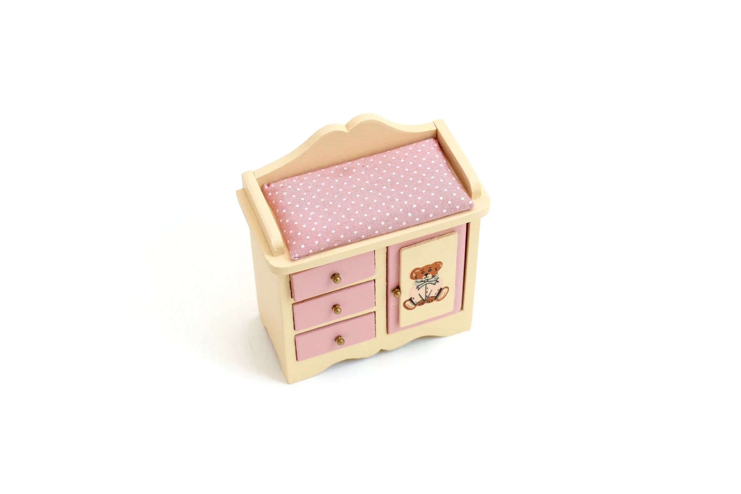 Vintage 1:12 Miniature Dollhouse Wooden Baby Armoire Dresser