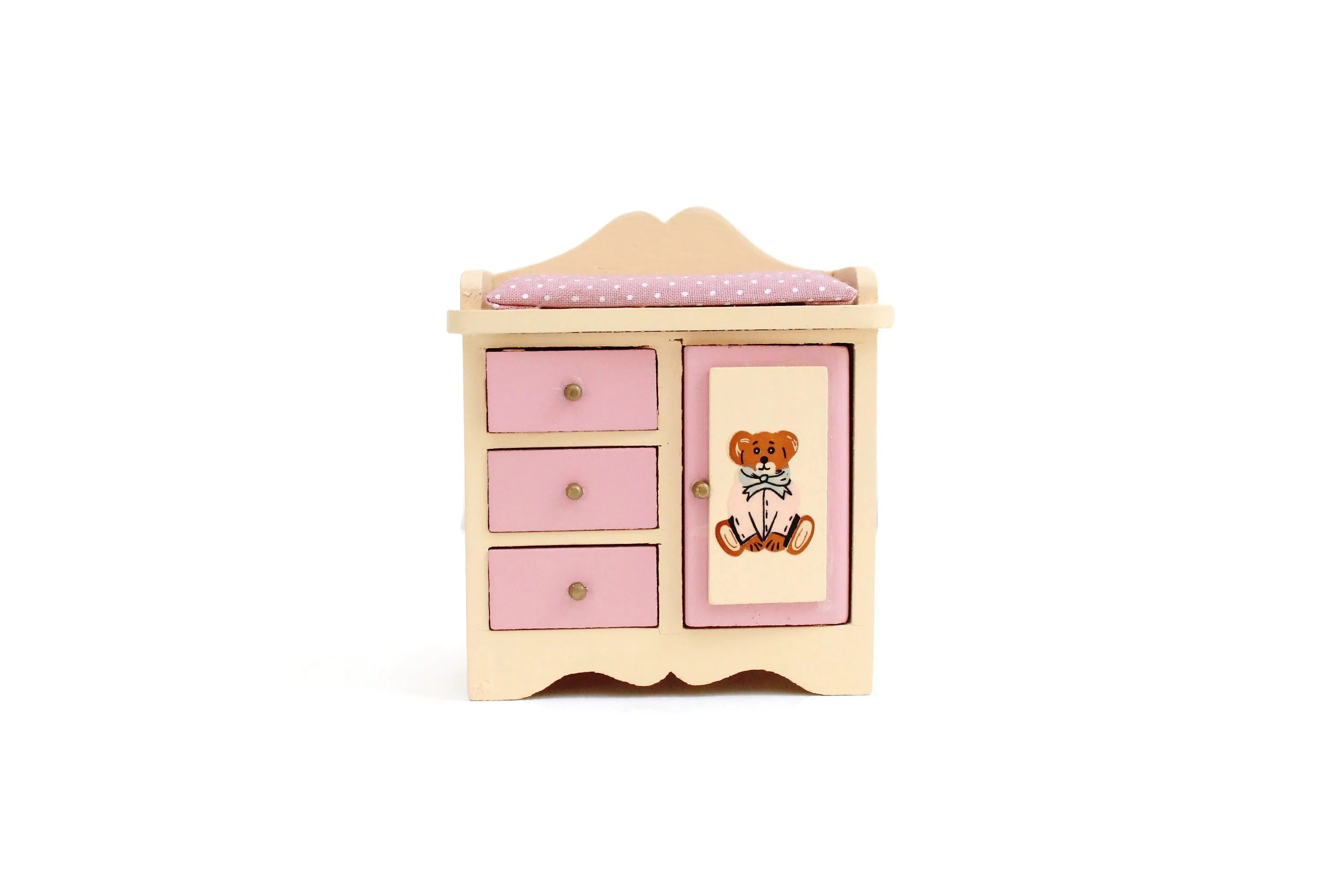 Vintage 1:12 Miniature Dollhouse Wooden Baby Armoire Dresser