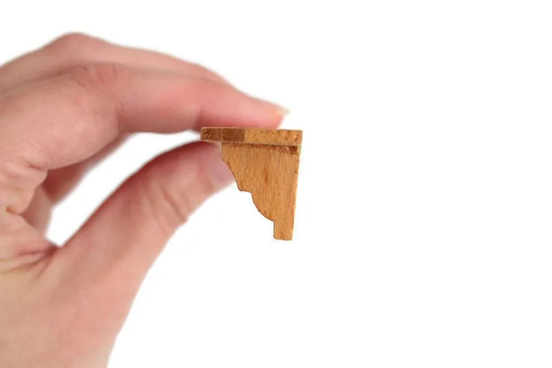Vintage 1:12 Miniature Dollhouse Wooden Bracket Wall Shelf