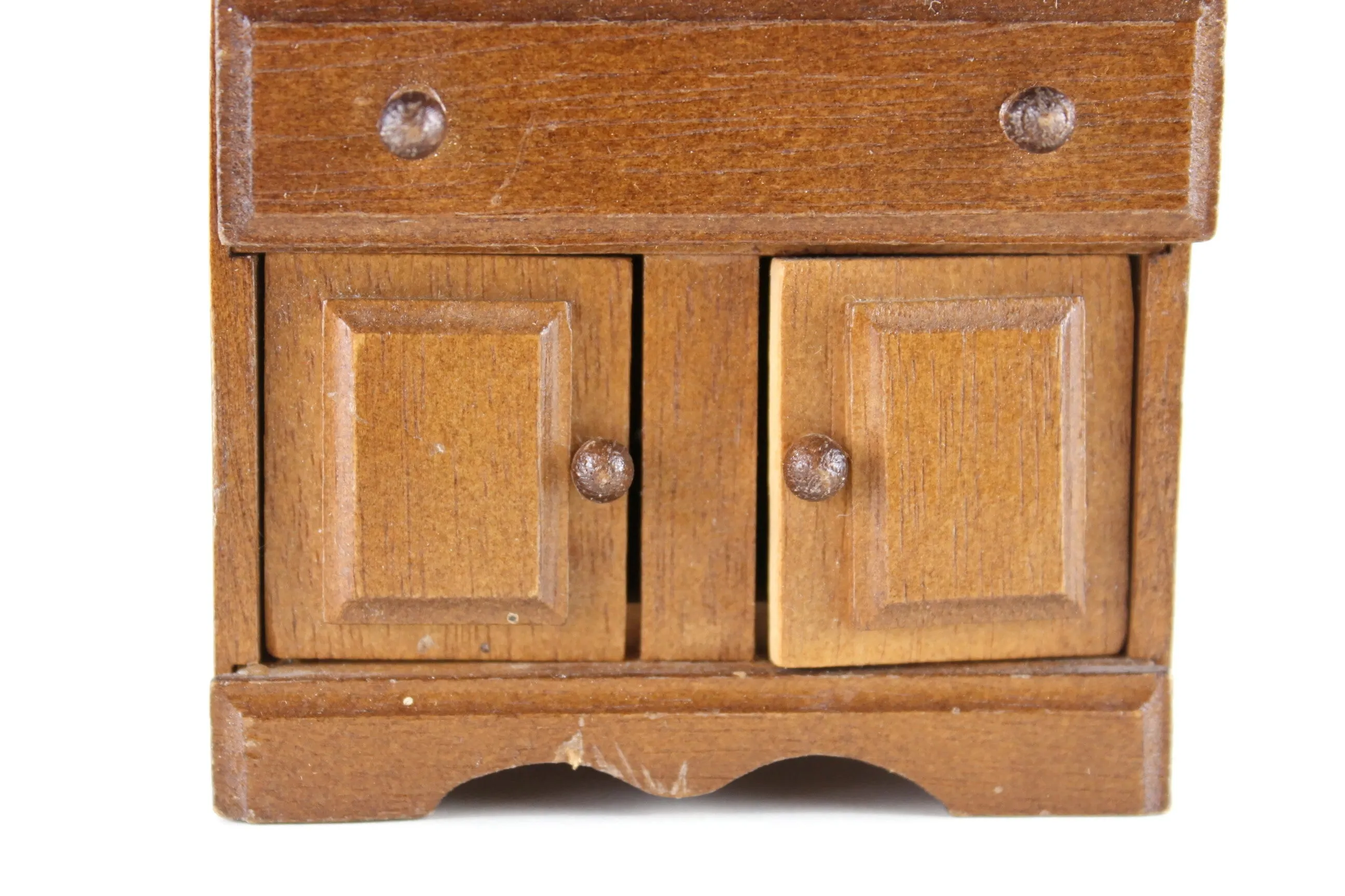 Vintage 1:12 Miniature Dollhouse Wooden China Hutch, China Cabinet or Display Cabinet