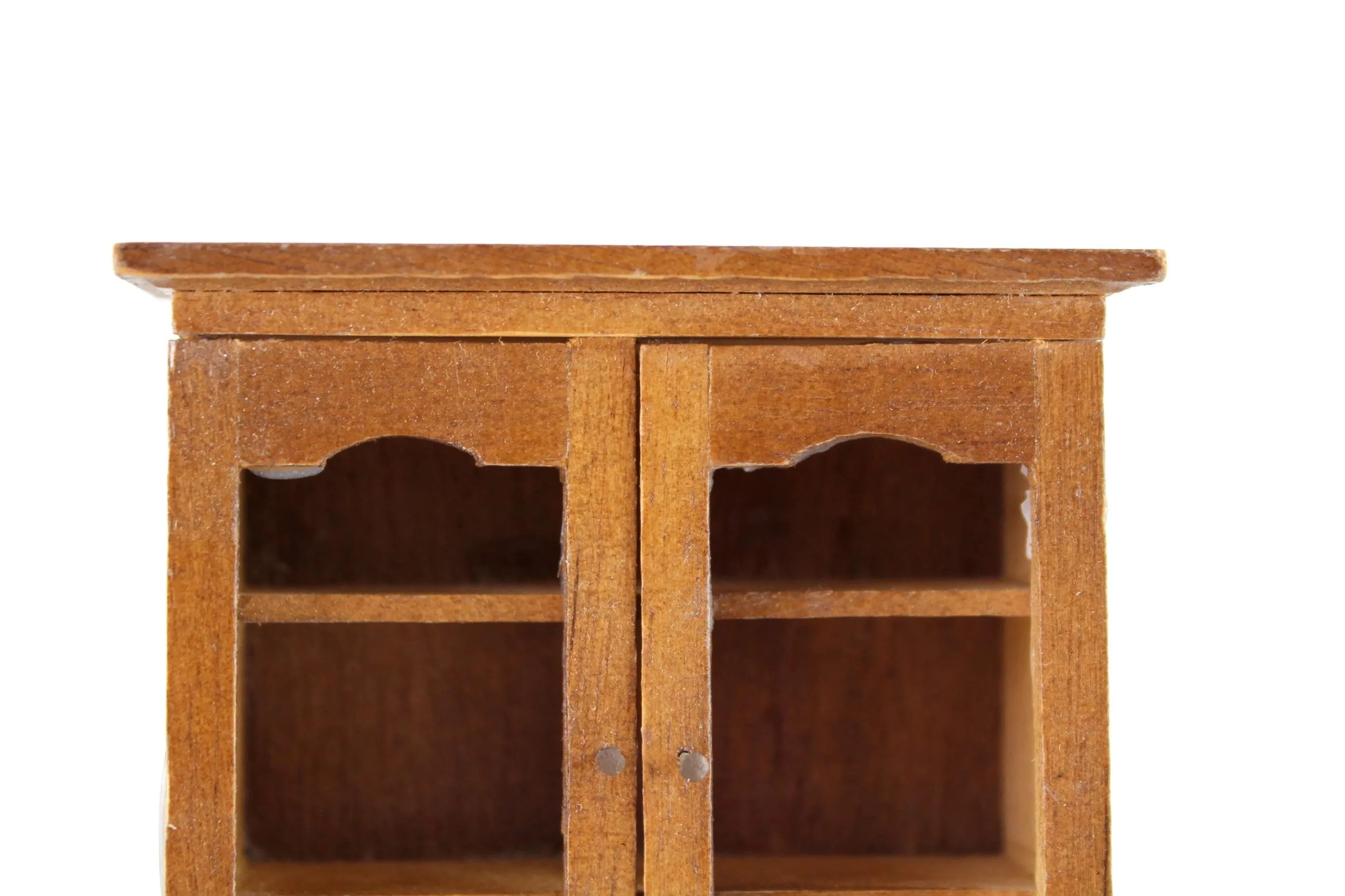 Vintage 1:12 Miniature Dollhouse Wooden China Hutch, China Cabinet or Display Cabinet