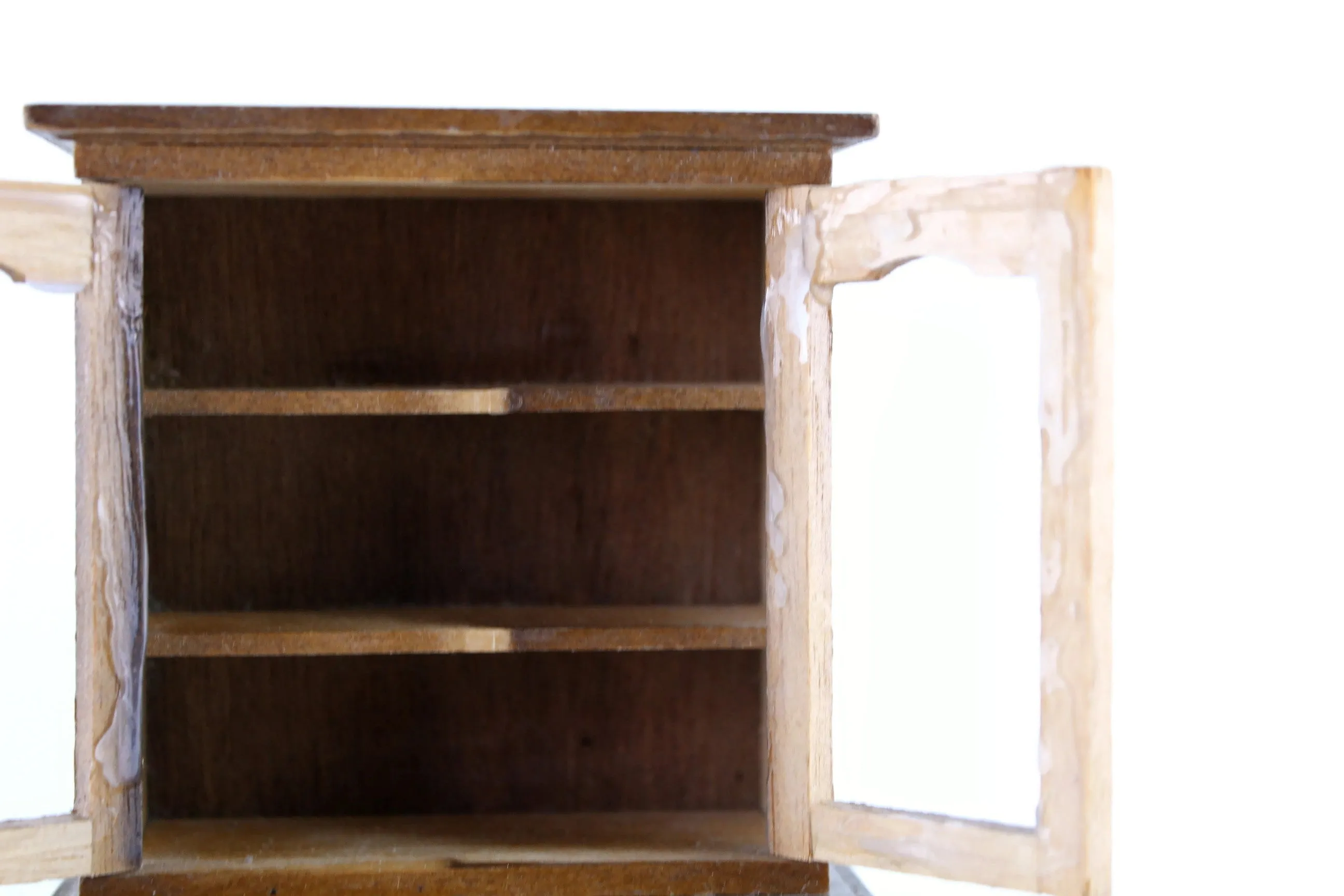 Vintage 1:12 Miniature Dollhouse Wooden China Hutch, China Cabinet or Display Cabinet