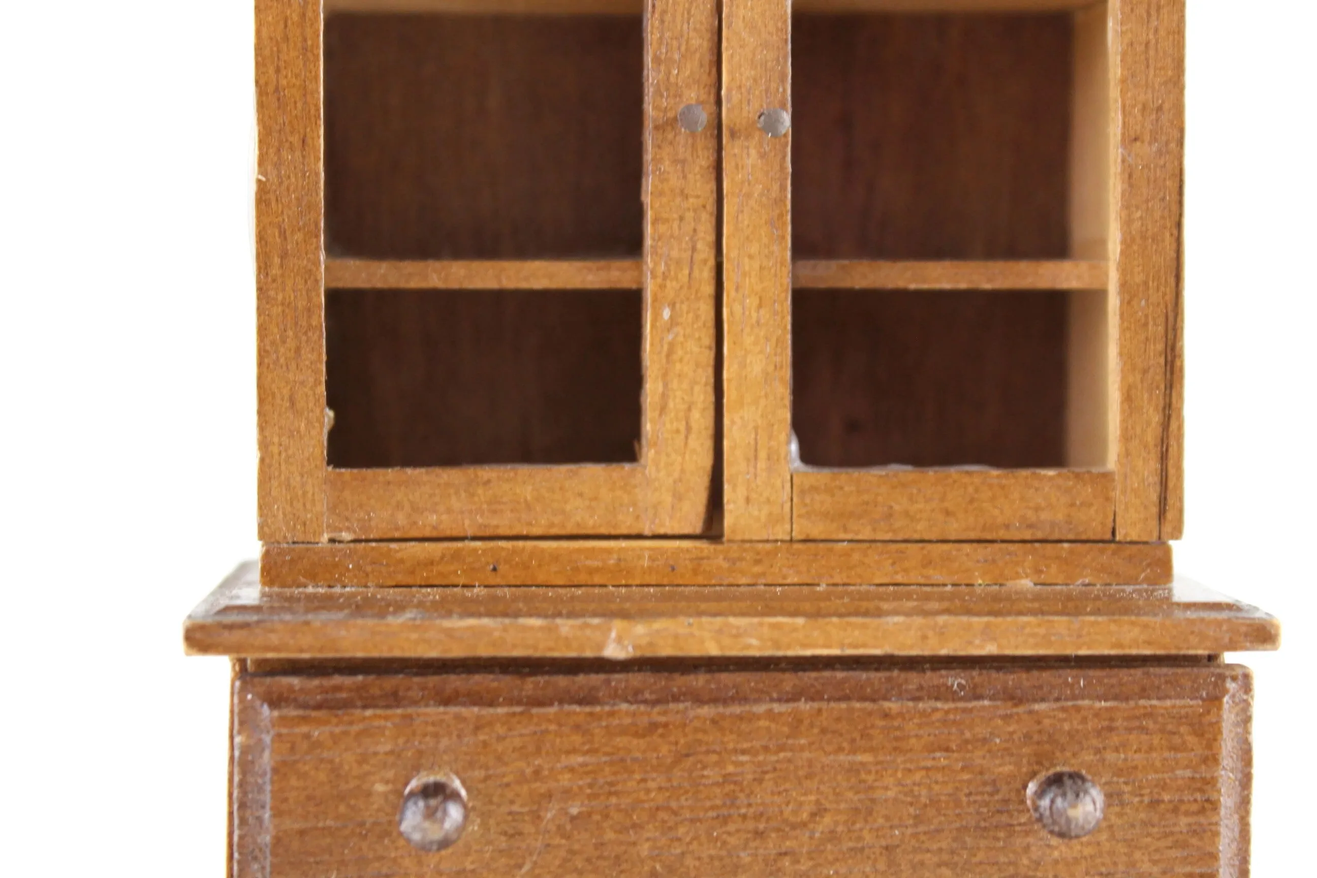 Vintage 1:12 Miniature Dollhouse Wooden China Hutch, China Cabinet or Display Cabinet