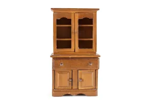 Vintage 1:12 Miniature Dollhouse Wooden China Hutch, China Cabinet or Display Cabinet