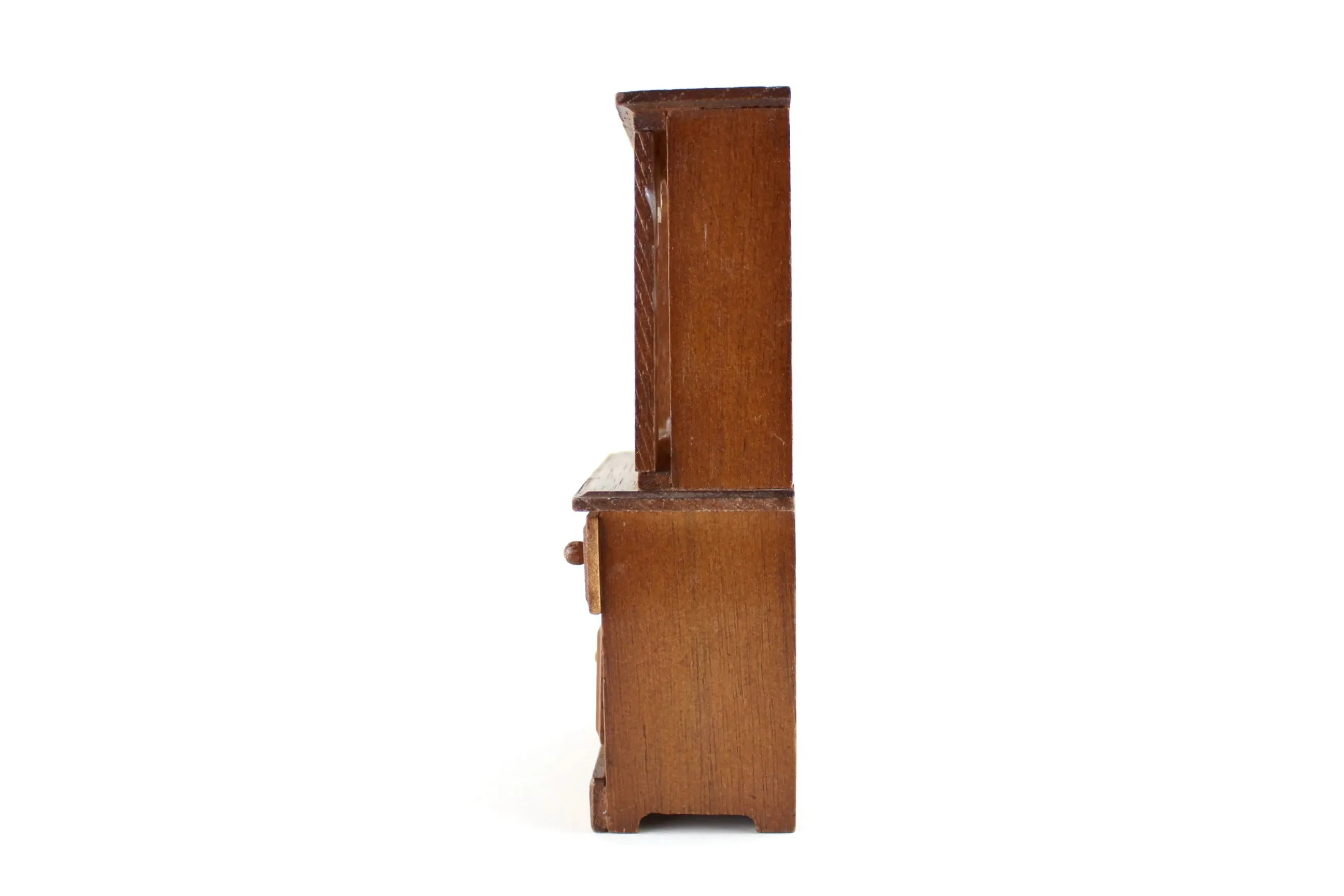 Vintage 1:12 Miniature Dollhouse Wooden China Hutch, China Cabinet or Display Cabinet