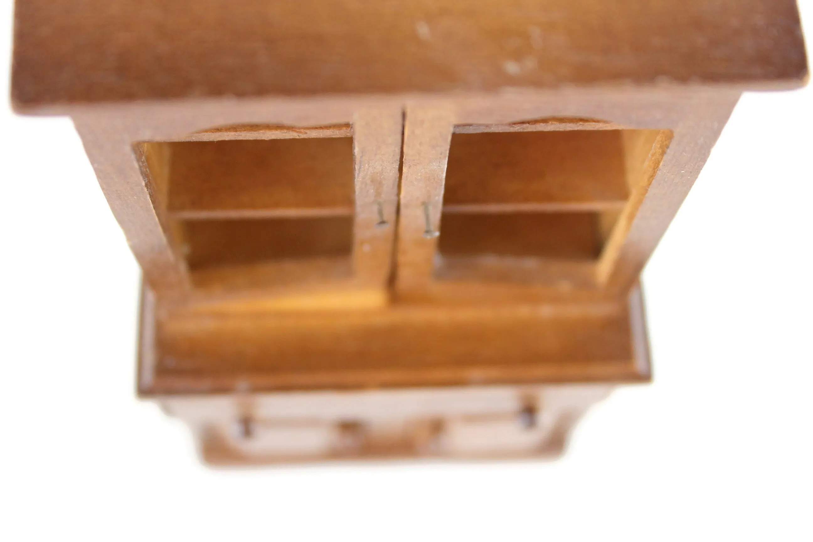 Vintage 1:12 Miniature Dollhouse Wooden China Hutch, China Cabinet or Display Cabinet