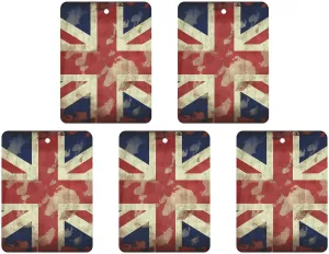 Vintage Union Jack British Flag Car Air Freshener Hanging Incense Chips 5 Pack Automotive Scented Hanging Sheets for Car Home Auto Interior Decor Square,gray-style