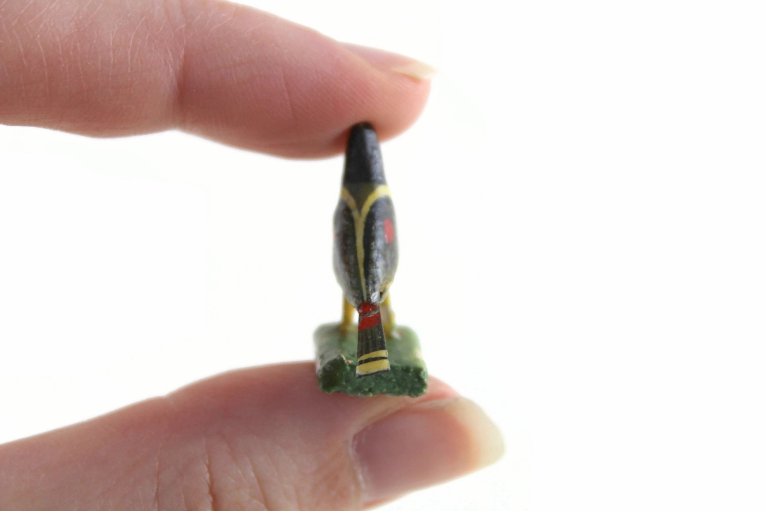 Vintage 1:12 Miniature Dollhouse Black & Yellow Wooden Bird Figurine