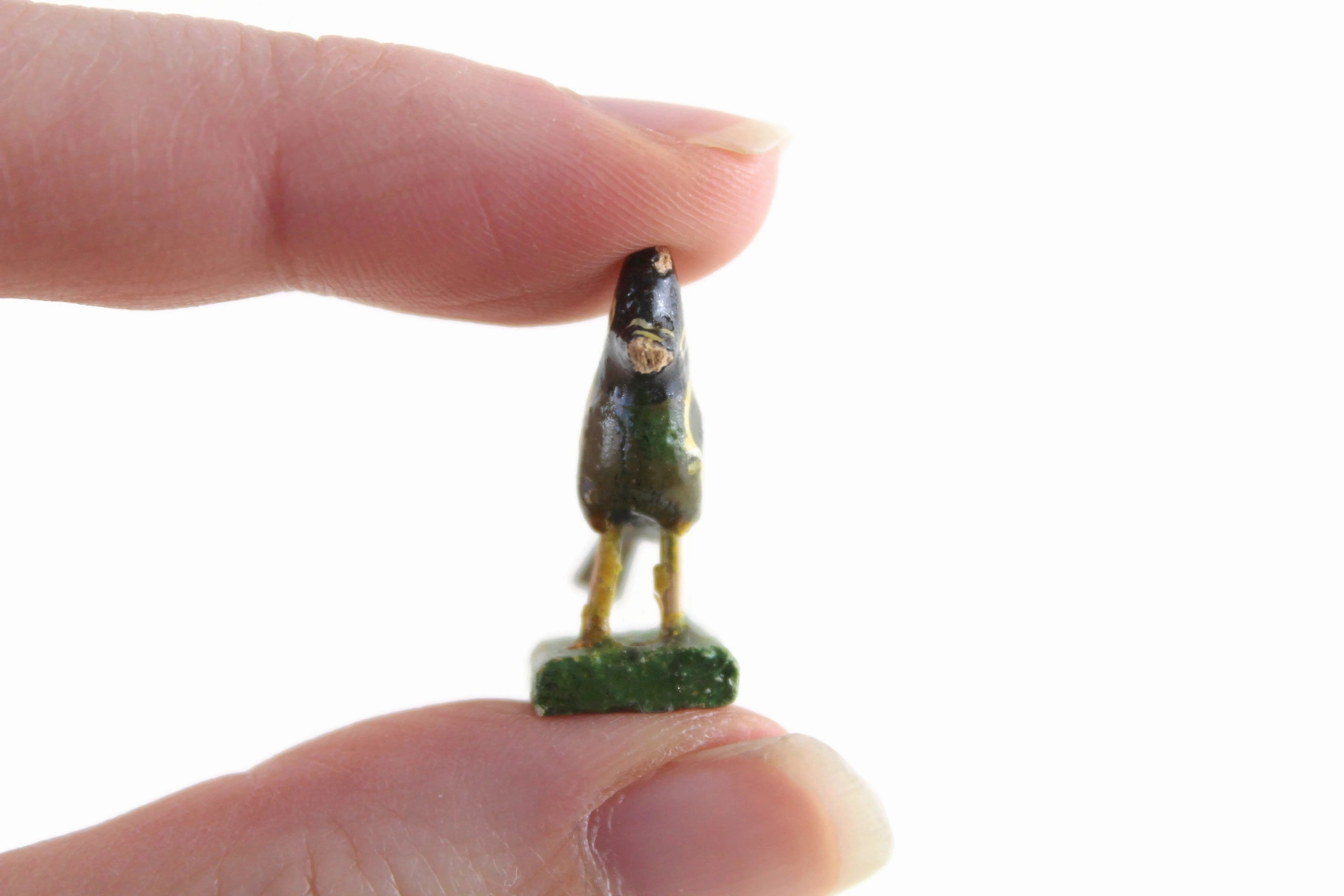 Vintage 1:12 Miniature Dollhouse Black & Yellow Wooden Bird Figurine