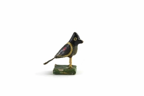 Vintage 1:12 Miniature Dollhouse Black & Yellow Wooden Bird Figurine
