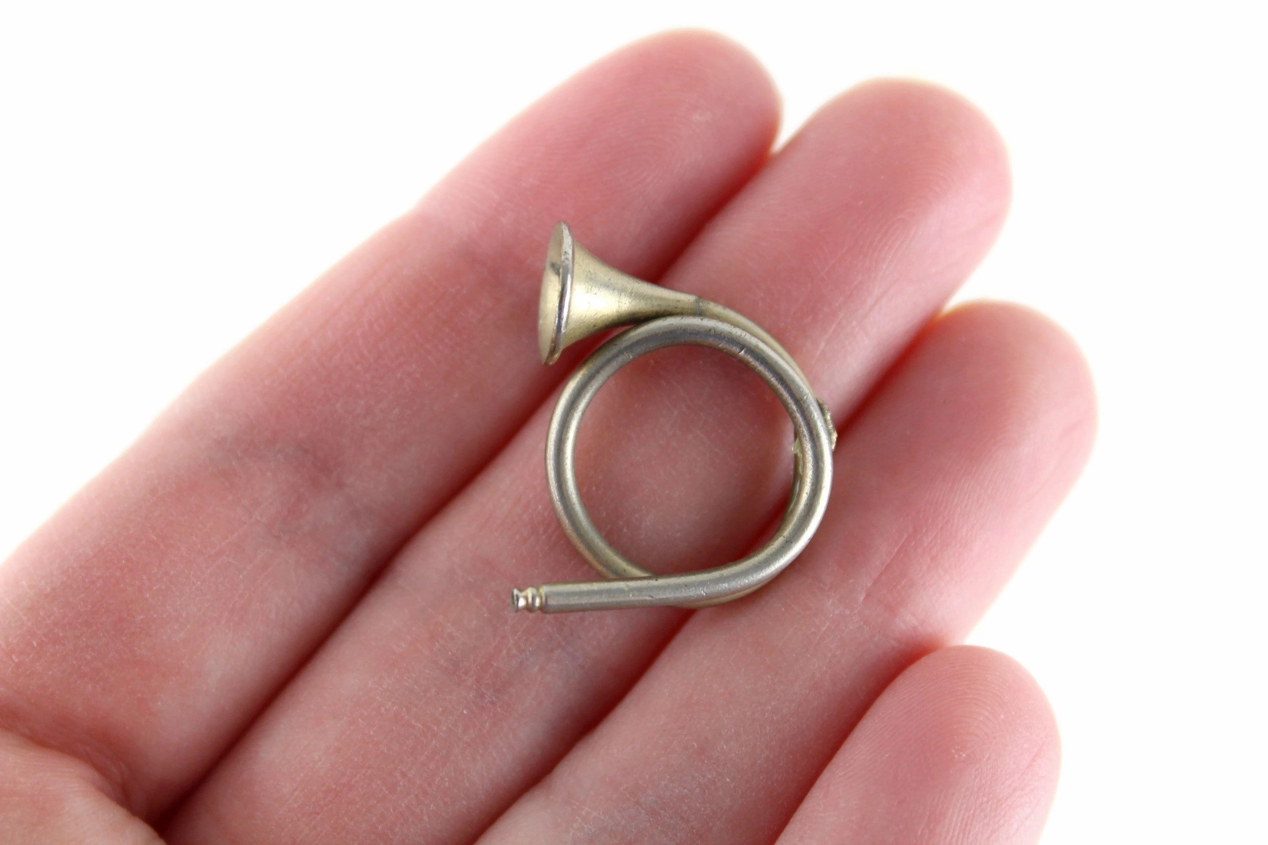 Vintage 1:12 Miniature Dollhouse Brass French Horn