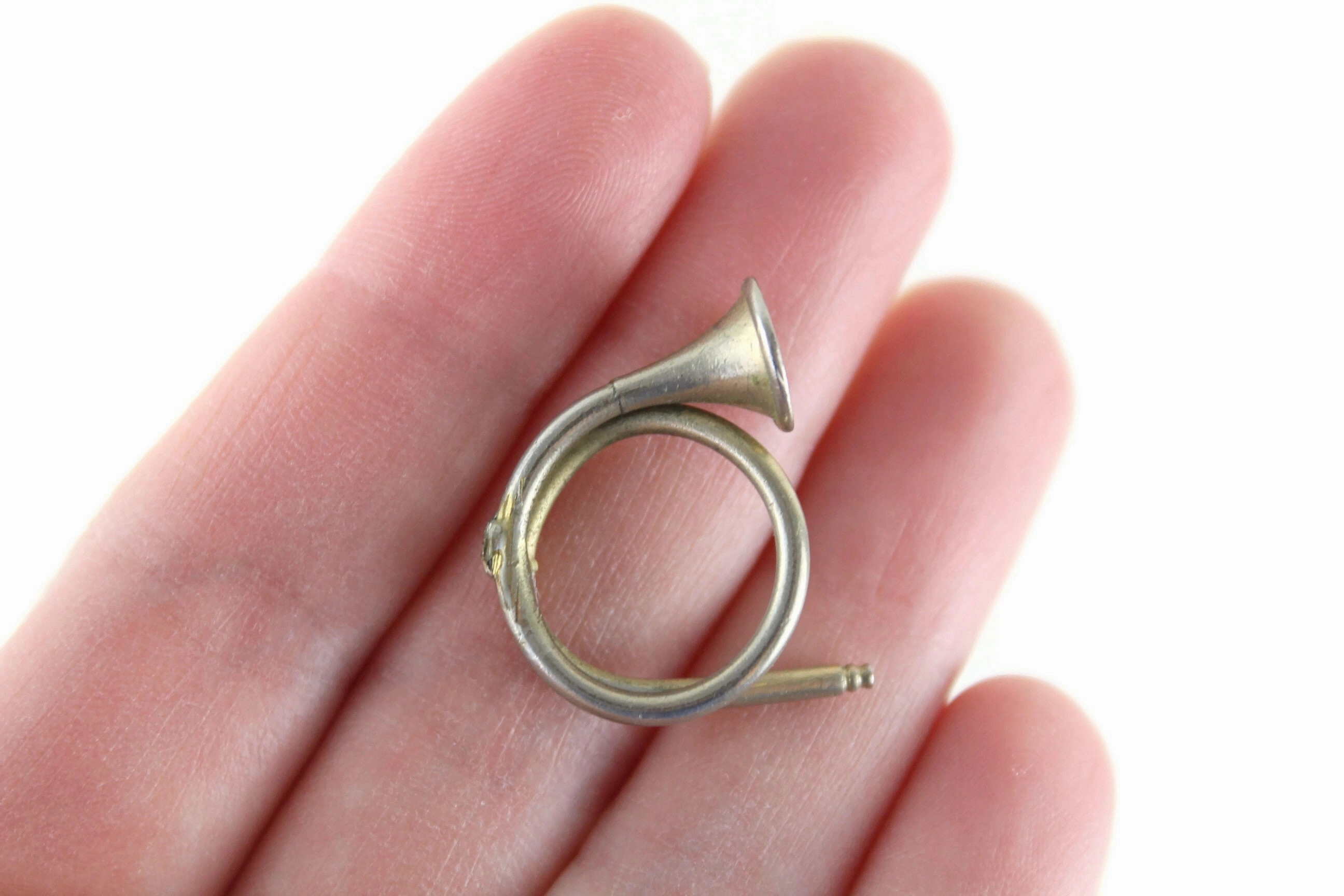 Vintage 1:12 Miniature Dollhouse Brass French Horn