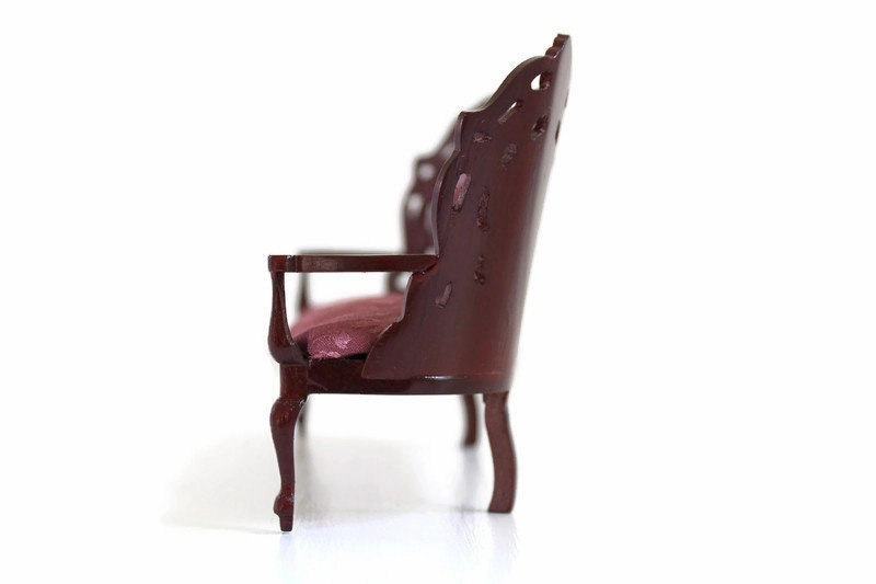 Vintage 1:12 Miniature Dollhouse Mauve Pink Parlor Sofa