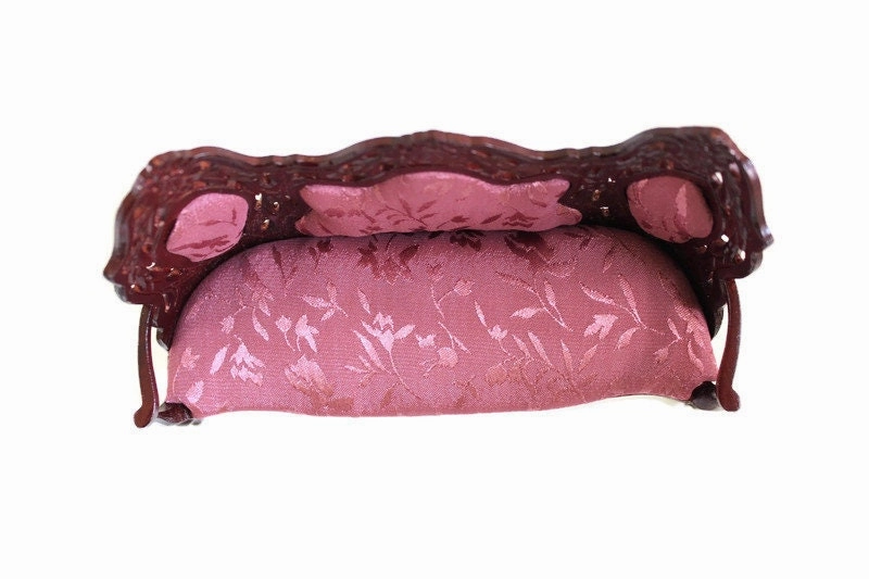 Vintage 1:12 Miniature Dollhouse Mauve Pink Parlor Sofa