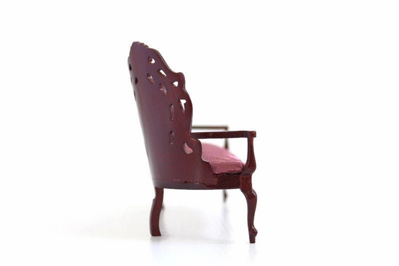 Vintage 1:12 Miniature Dollhouse Mauve Pink Parlor Sofa