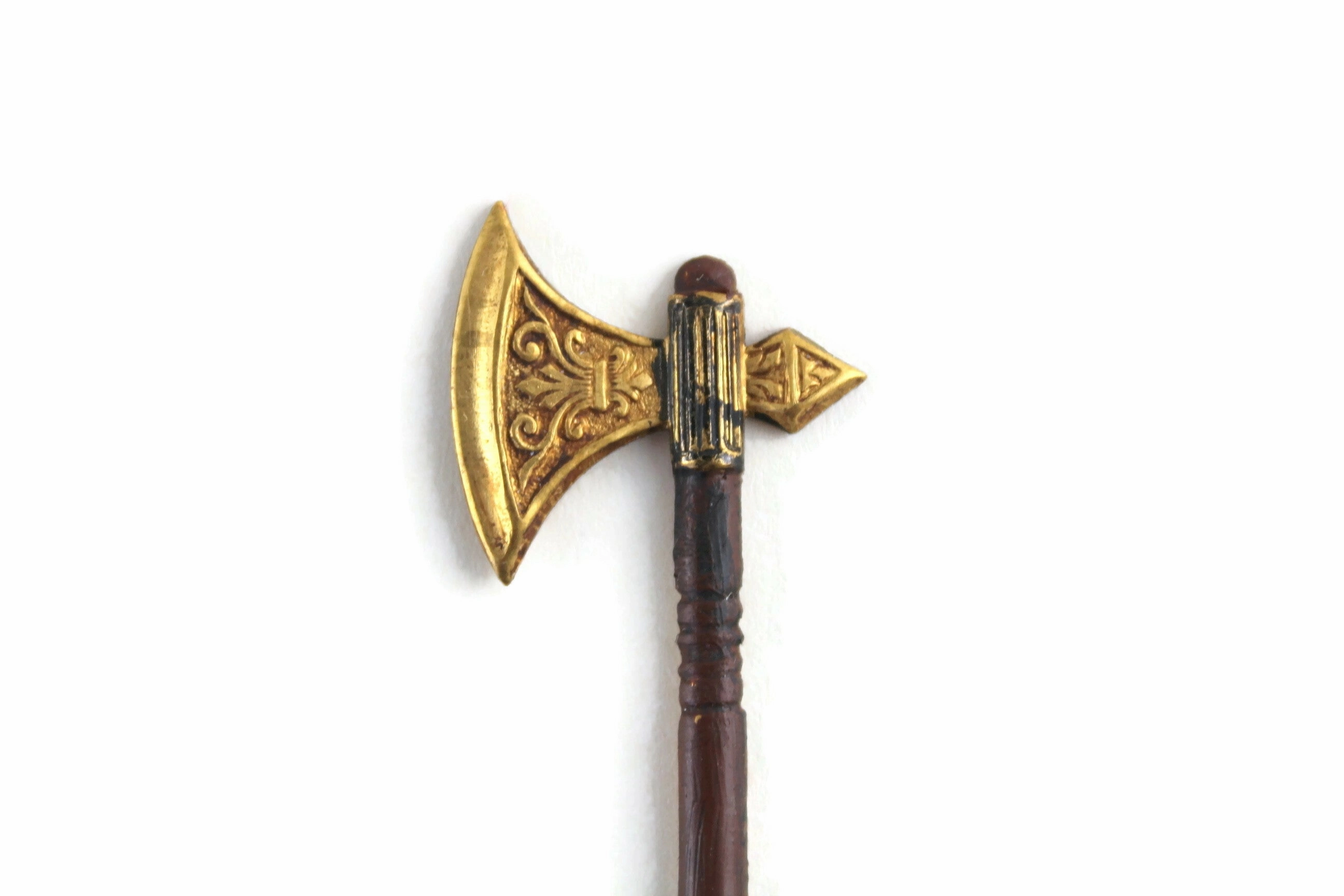 Vintage 1:12 Miniature Dollhouse Metal Battle Axe Wall Hanging