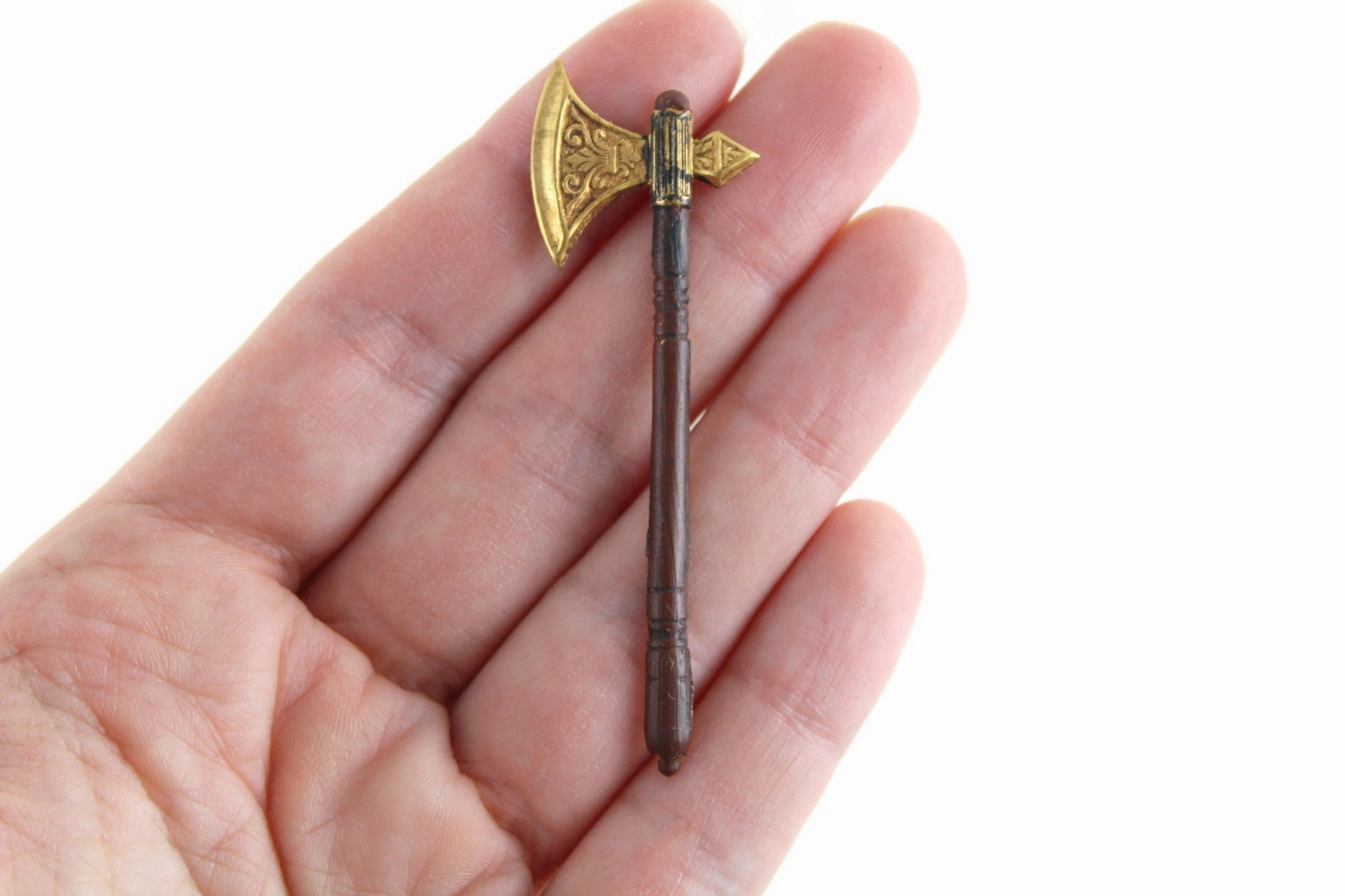 Vintage 1:12 Miniature Dollhouse Metal Battle Axe Wall Hanging