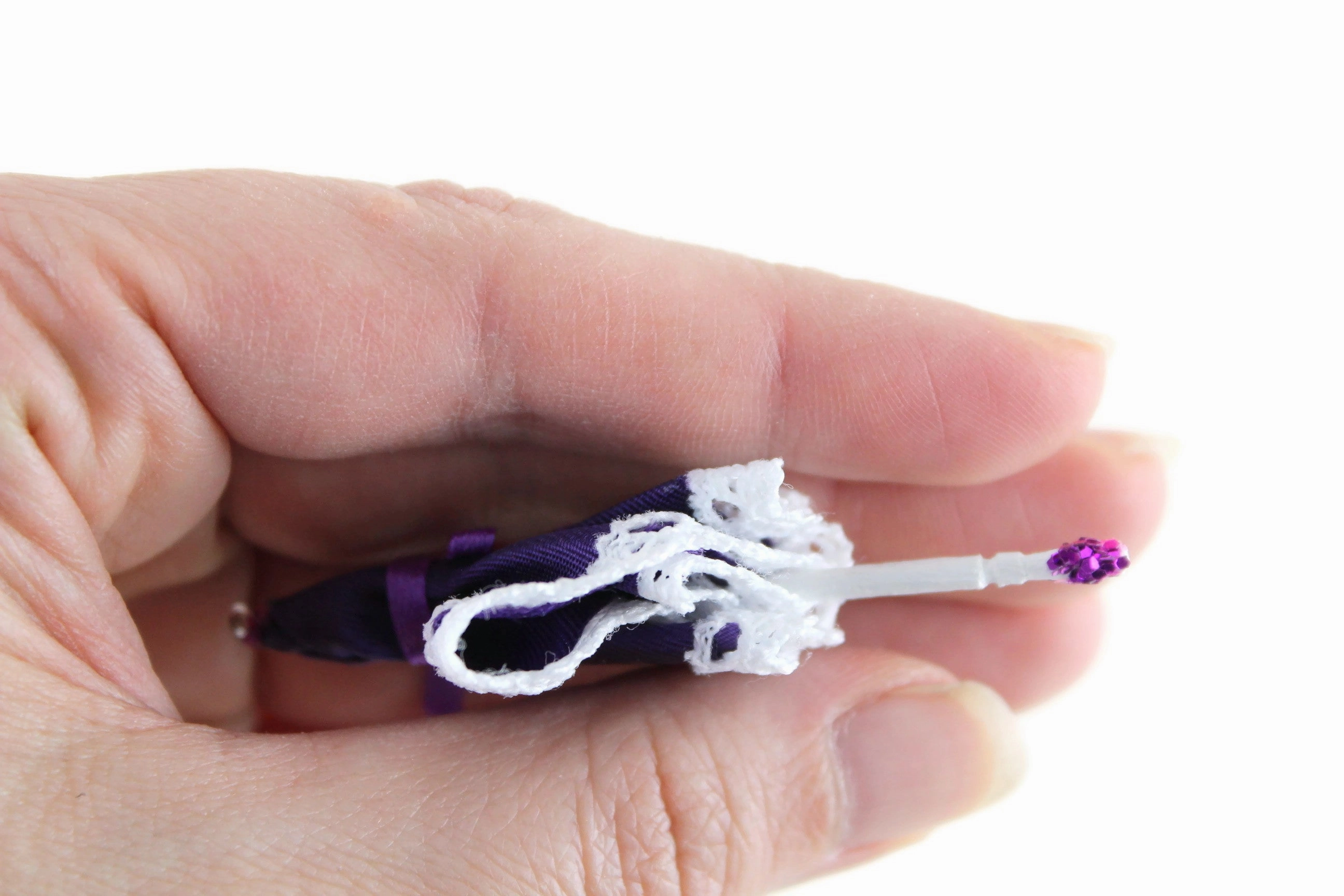 Vintage 1:12 Miniature Dollhouse Purple & White Umbrella or Parasol