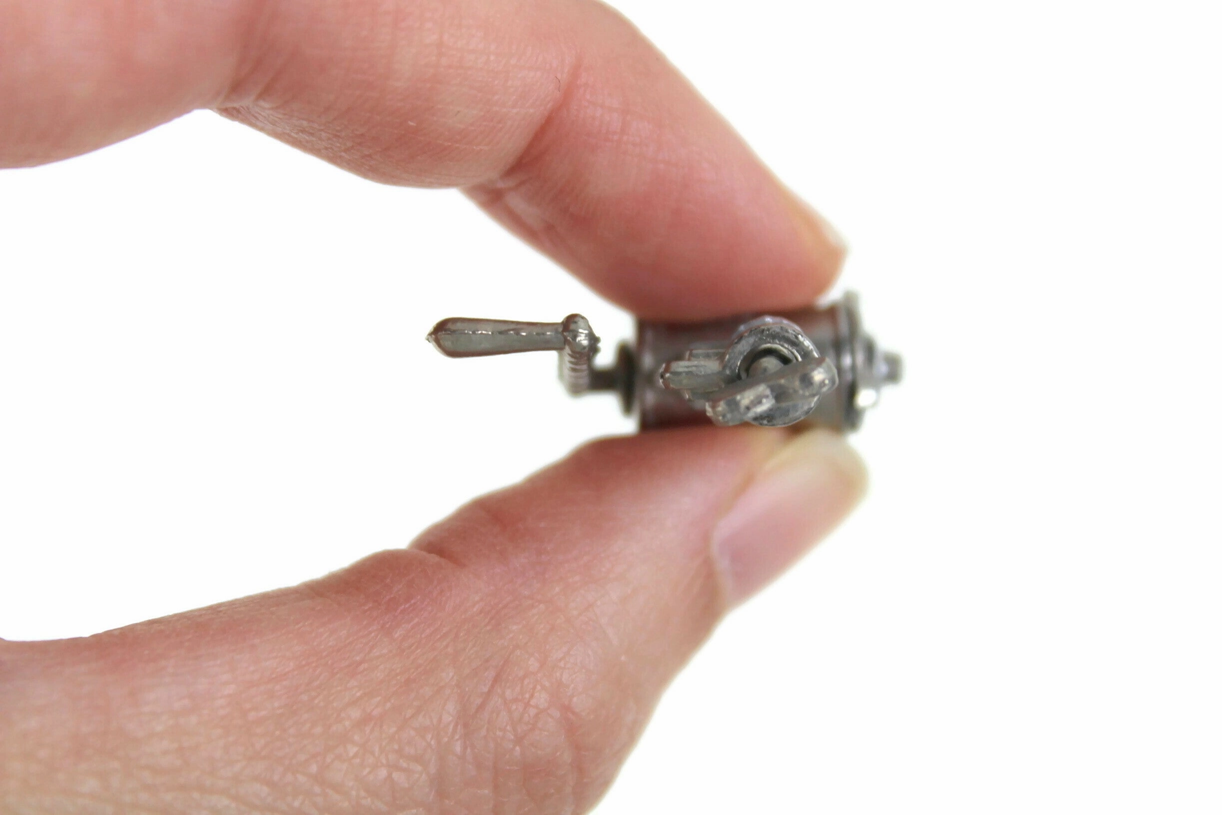 Vintage 1:12 Miniature Dollhouse Silver Metal Meat Grinder