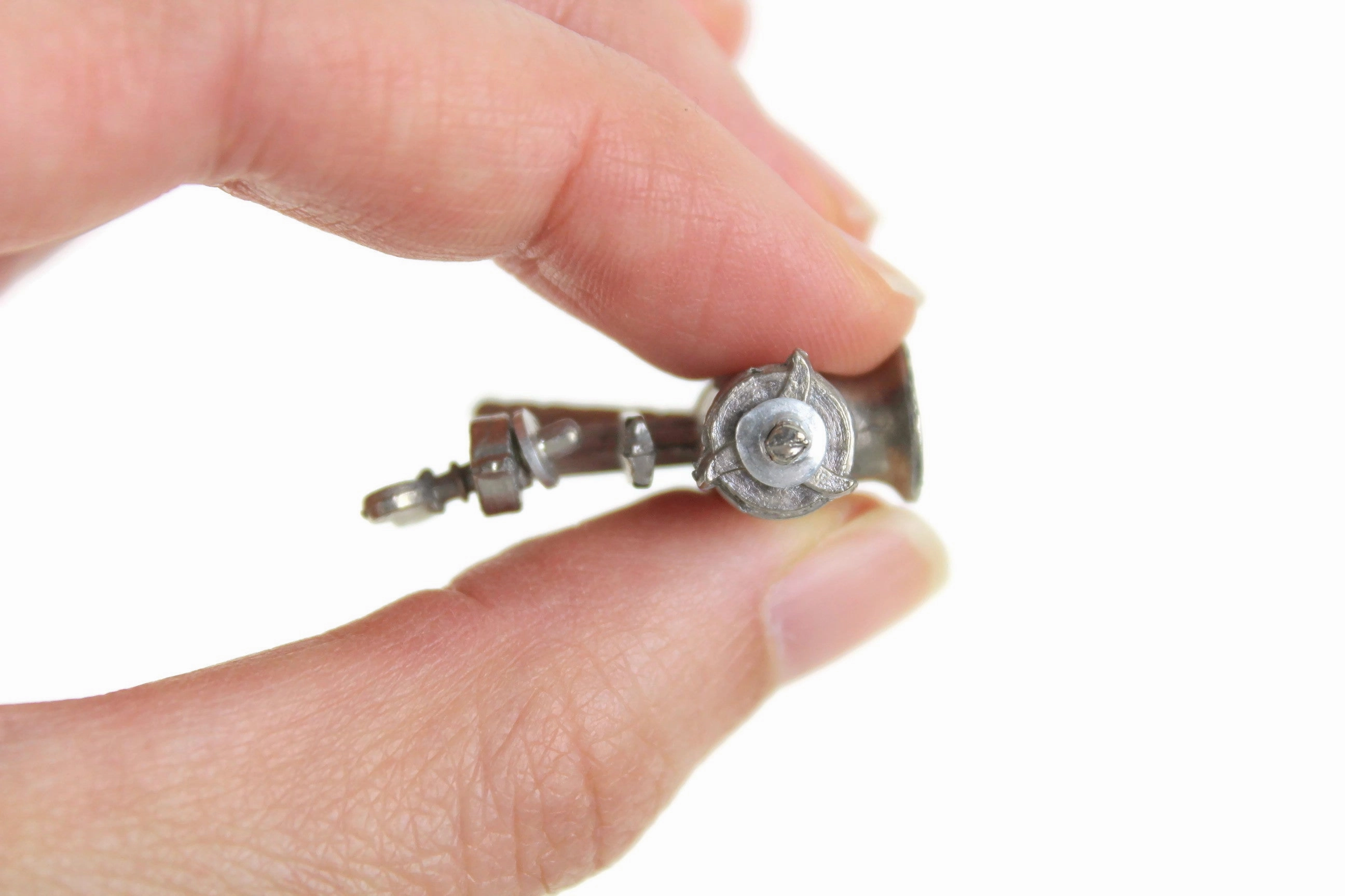 Vintage 1:12 Miniature Dollhouse Silver Metal Meat Grinder