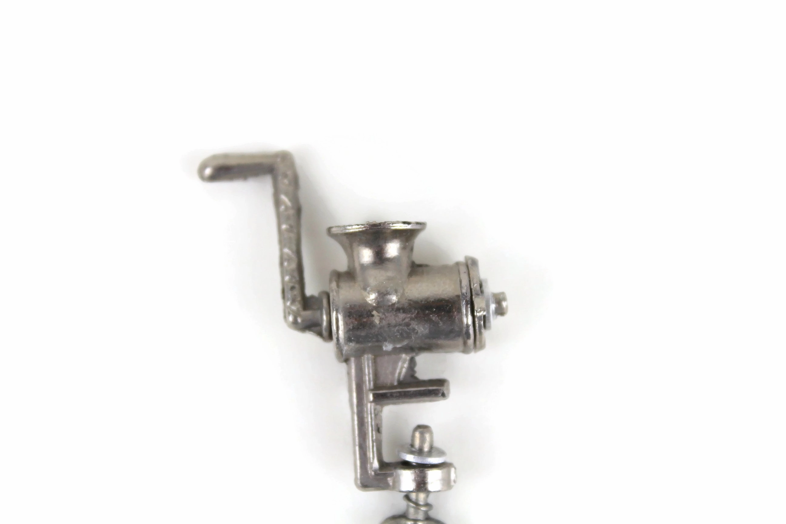 Vintage 1:12 Miniature Dollhouse Silver Metal Meat Grinder