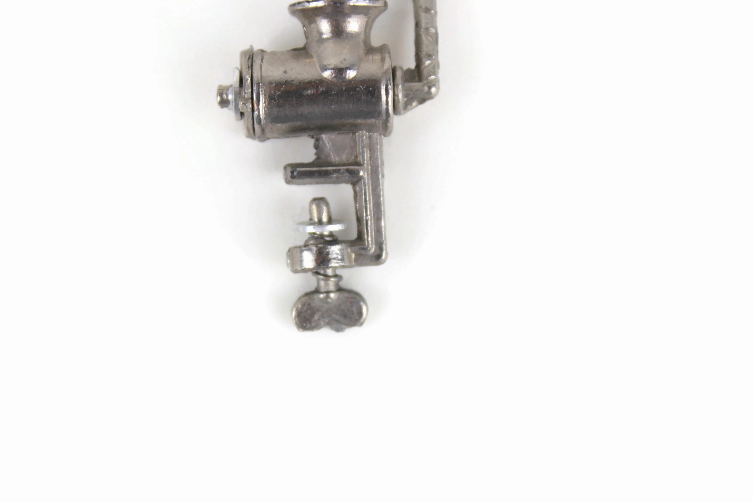 Vintage 1:12 Miniature Dollhouse Silver Metal Meat Grinder