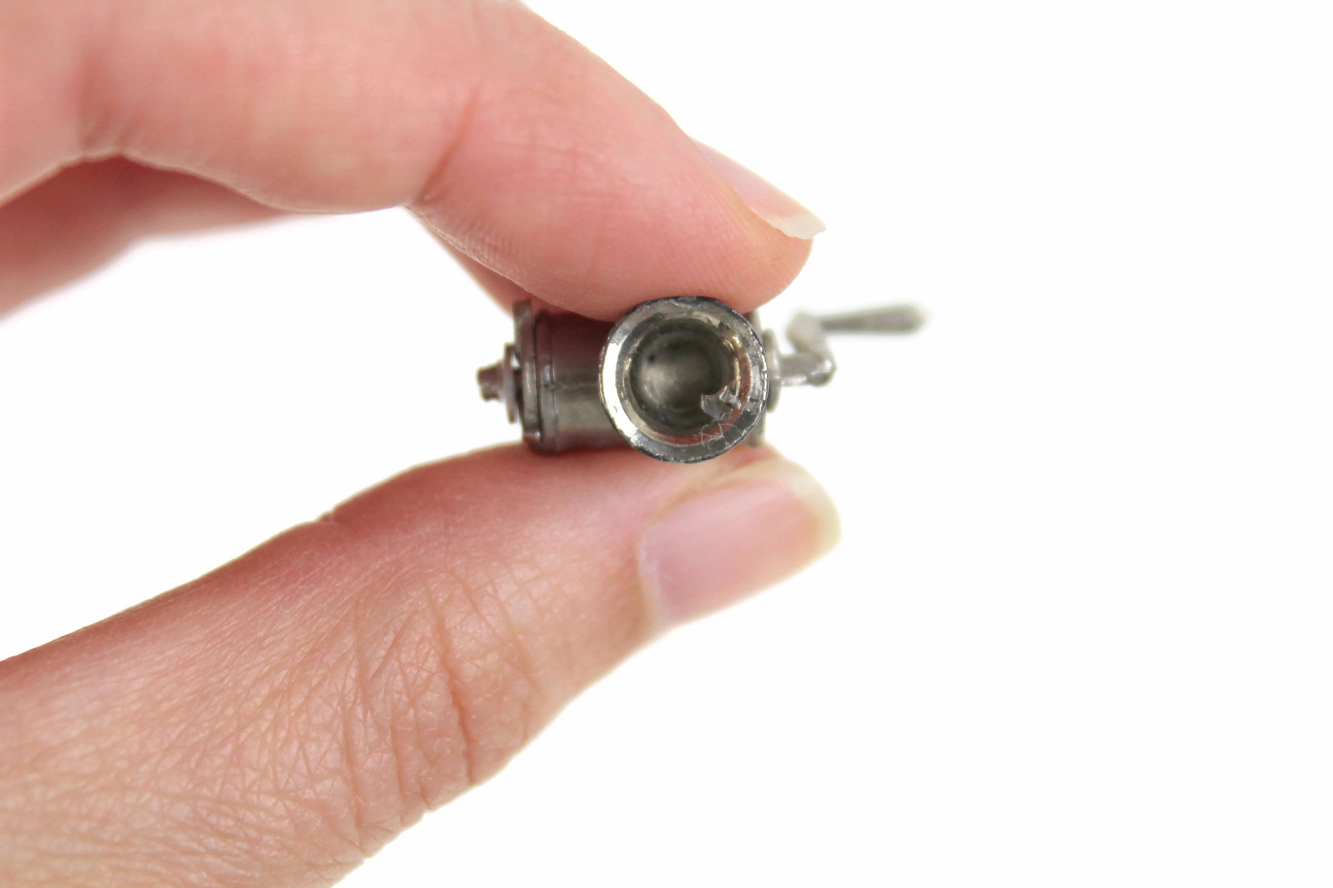 Vintage 1:12 Miniature Dollhouse Silver Metal Meat Grinder