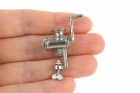 Vintage 1:12 Miniature Dollhouse Silver Metal Meat Grinder