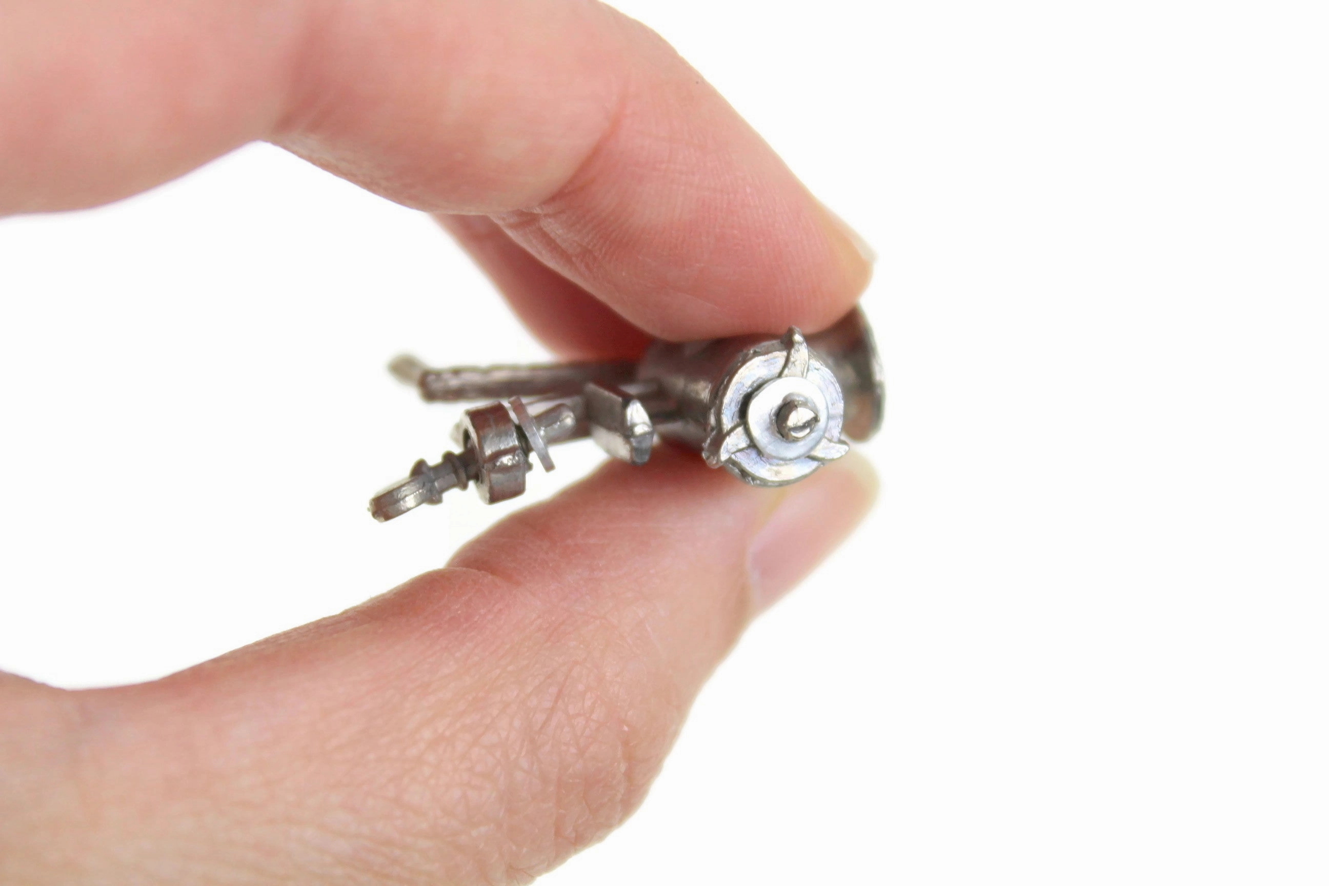 Vintage 1:12 Miniature Dollhouse Silver Metal Meat Grinder